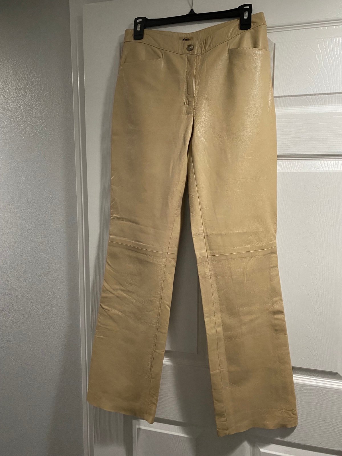 Di Vita genuine leather straight pants beige 6