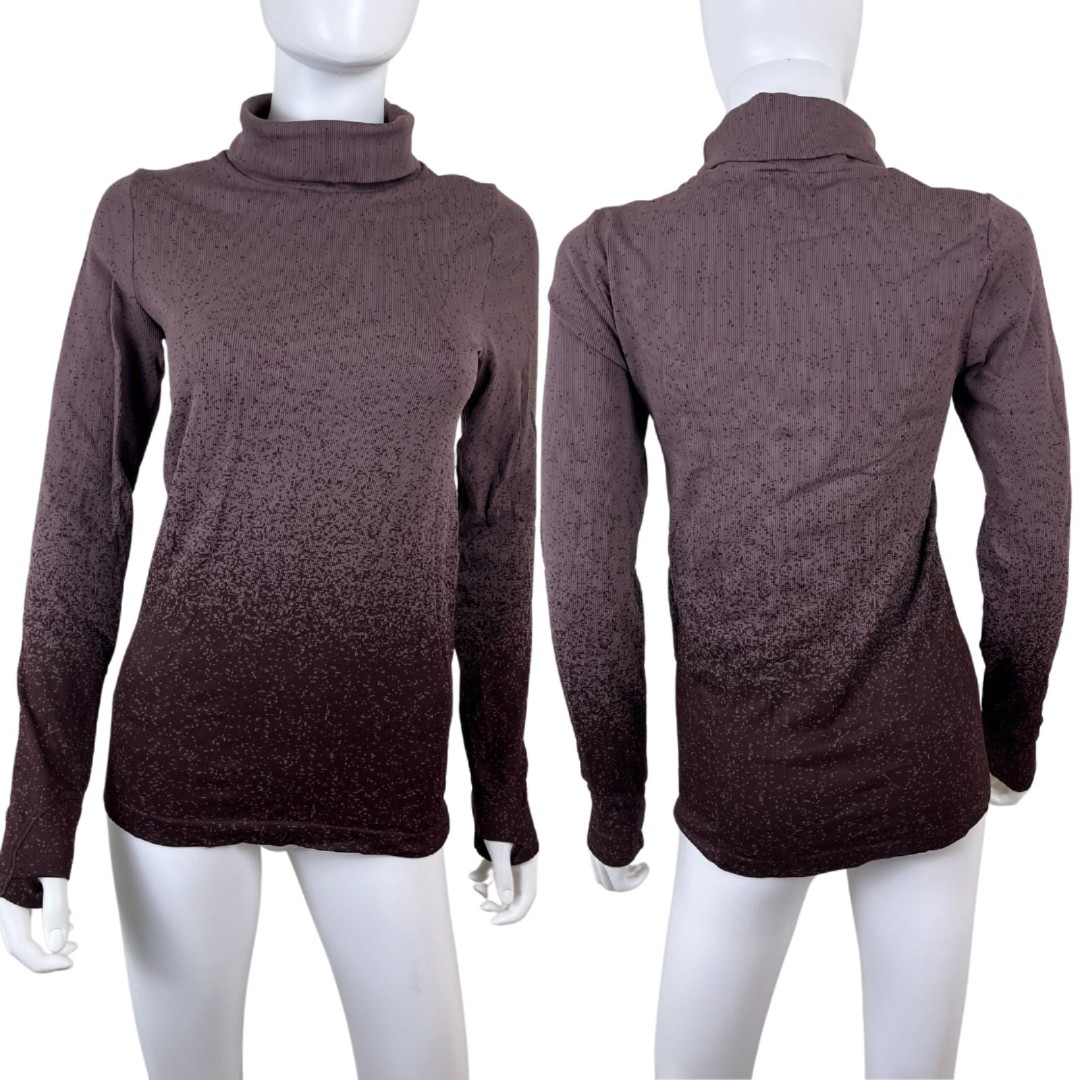 Athleta Womens Size M Flurry Blizzard Purple Speckeled Turtleneck Pullover Top