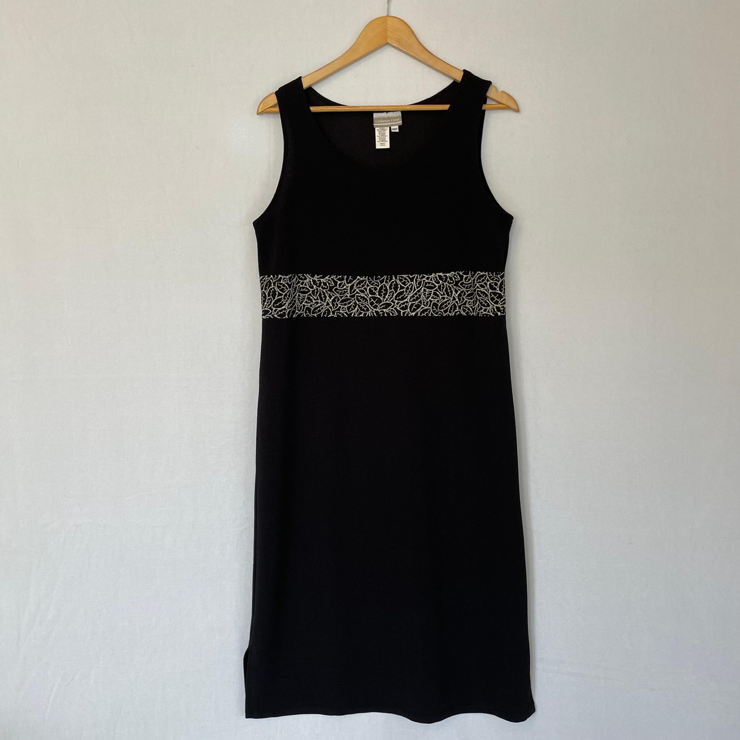 Coldwater Creek Black Shift Dress Side Slits Size 14P