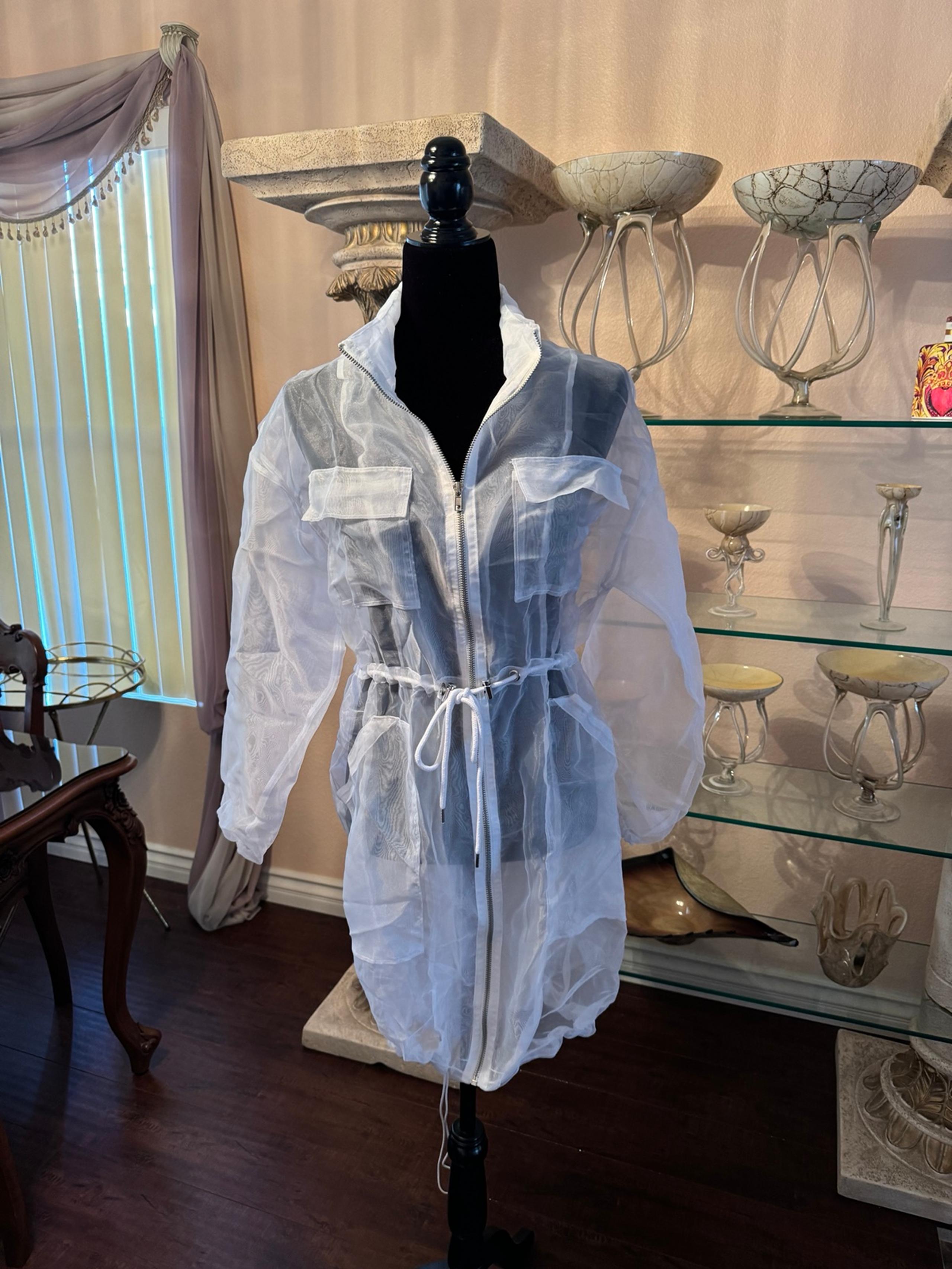 FOREVER 21 SHEER UTILITY JACKET NEW WITH TAGS WHITE SMALL