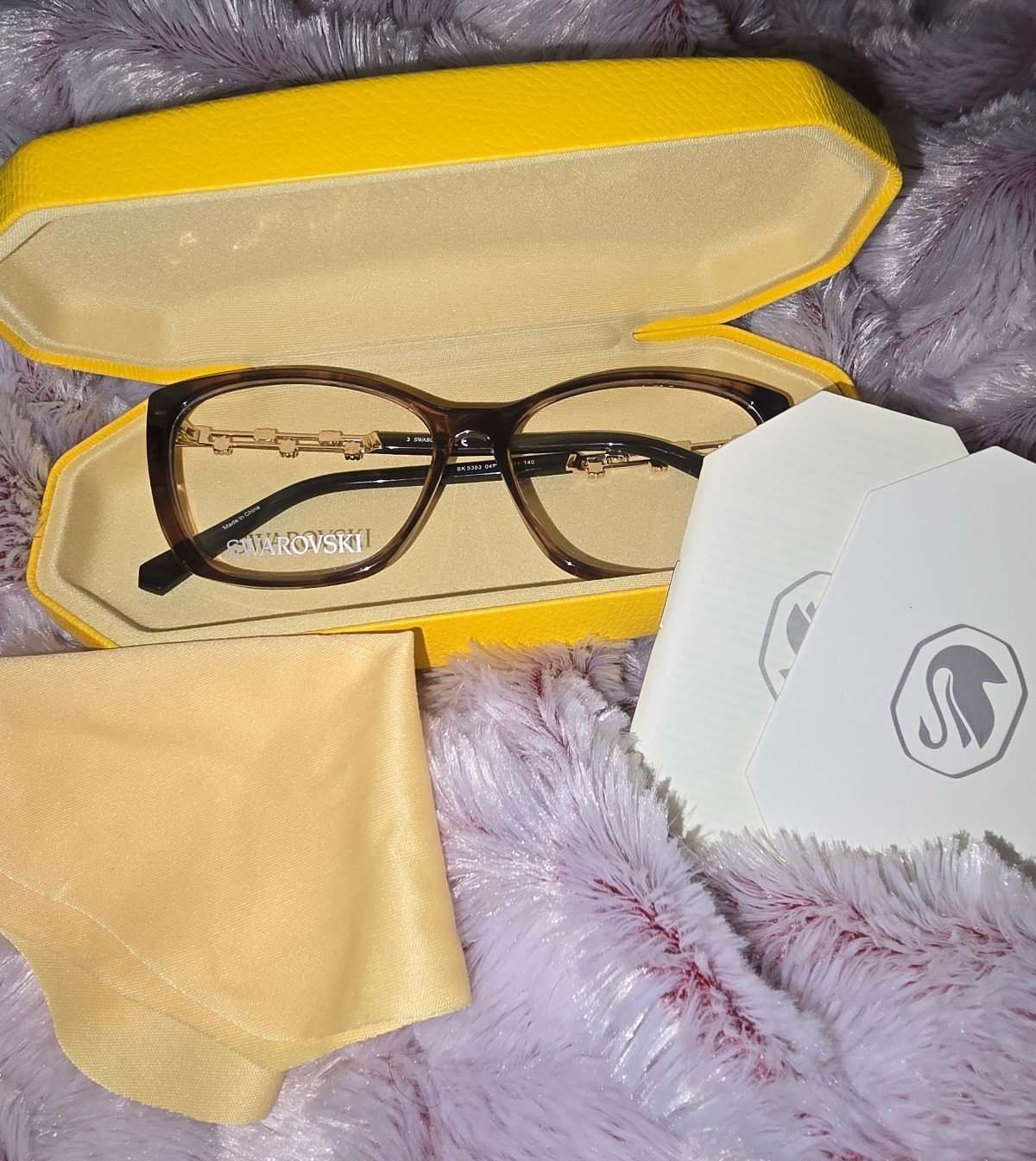 Swarvoski Brown Tortoise with Yellow Case