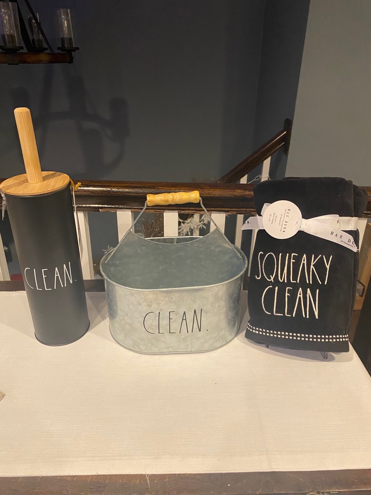 Rae Dunn CLEAN bathroom set black/silver