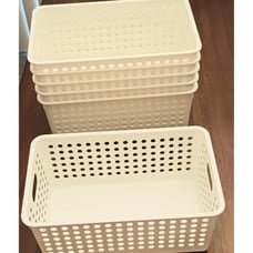6 Pack Plastic Storage Baskets Stackable Small Pantry Organizer Bins - White