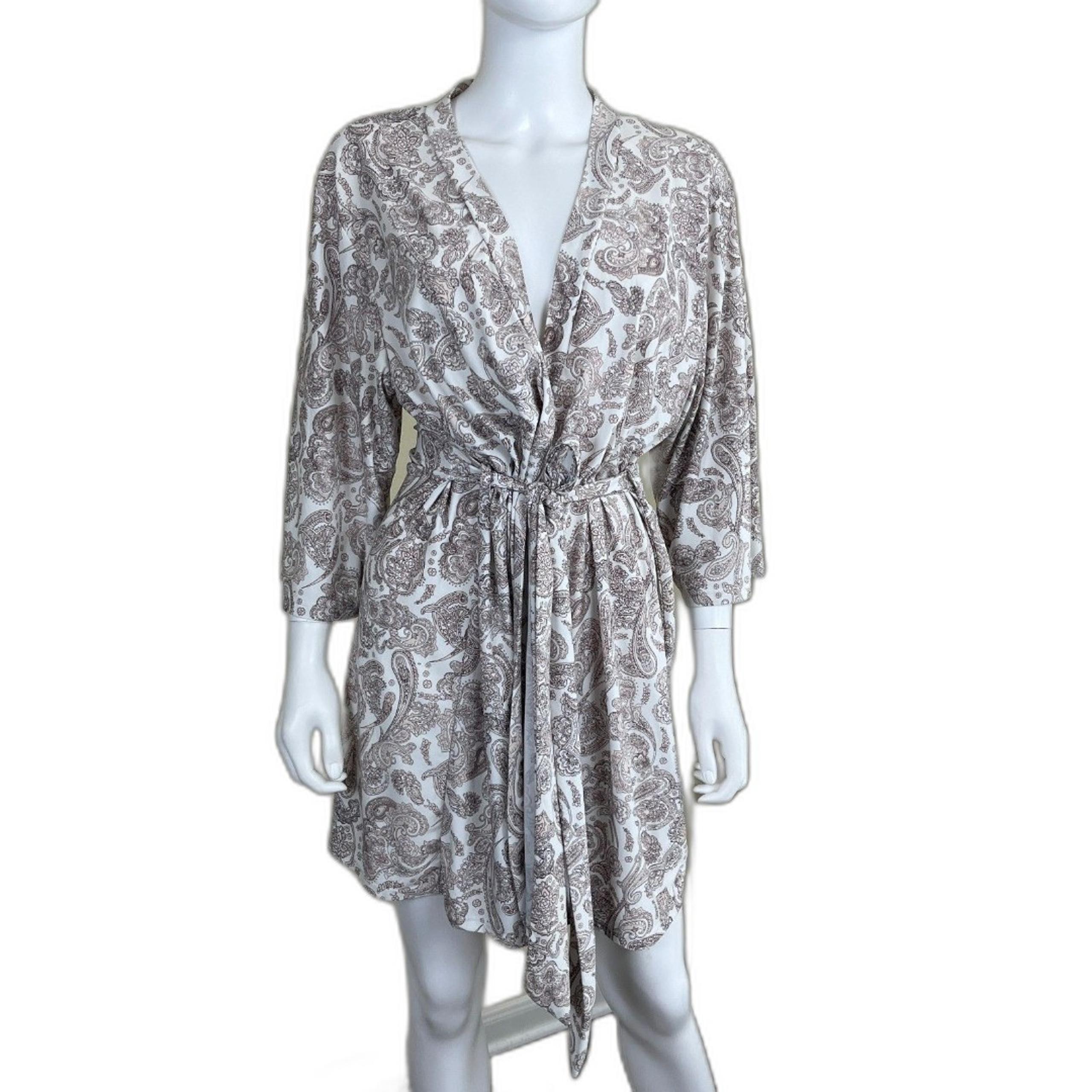 Laura Ashley Women's Size M Floral Paisley Short Robes Sleep Jersey Knit Belted