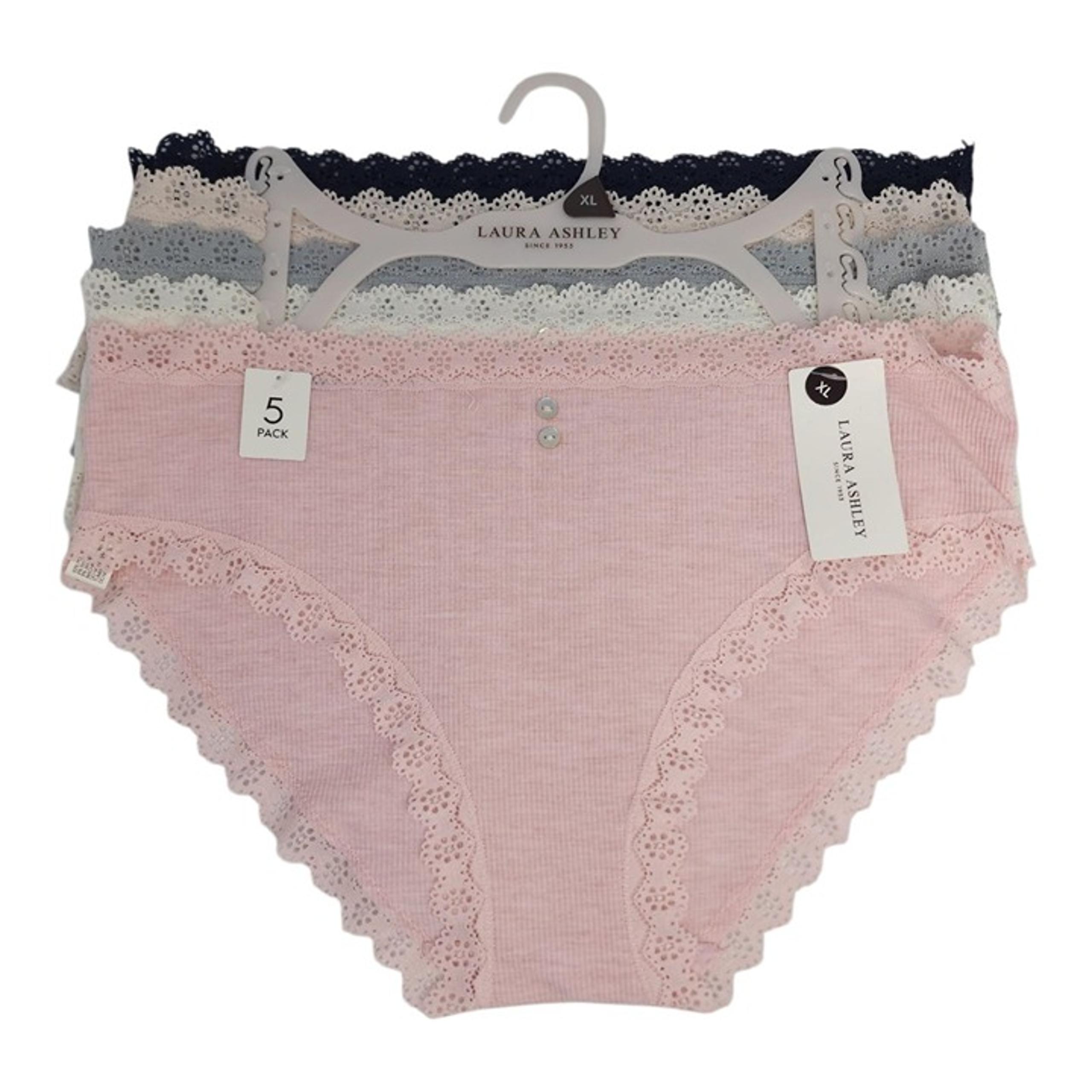 Laura Ashley Womens Lace Trim Briefs Panties 5-Pack XL Polyester Rayon Spandex