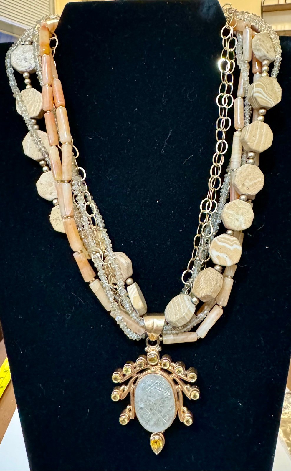 925 Golden Rutile Rutilated Quartz & Citrine Necklace