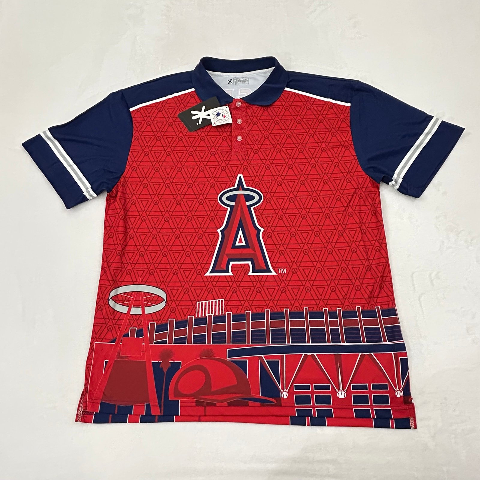 Los Angeles Anaheim Angels MLB Baseball City Scape Klew Golf Polo Shirt Men’s L