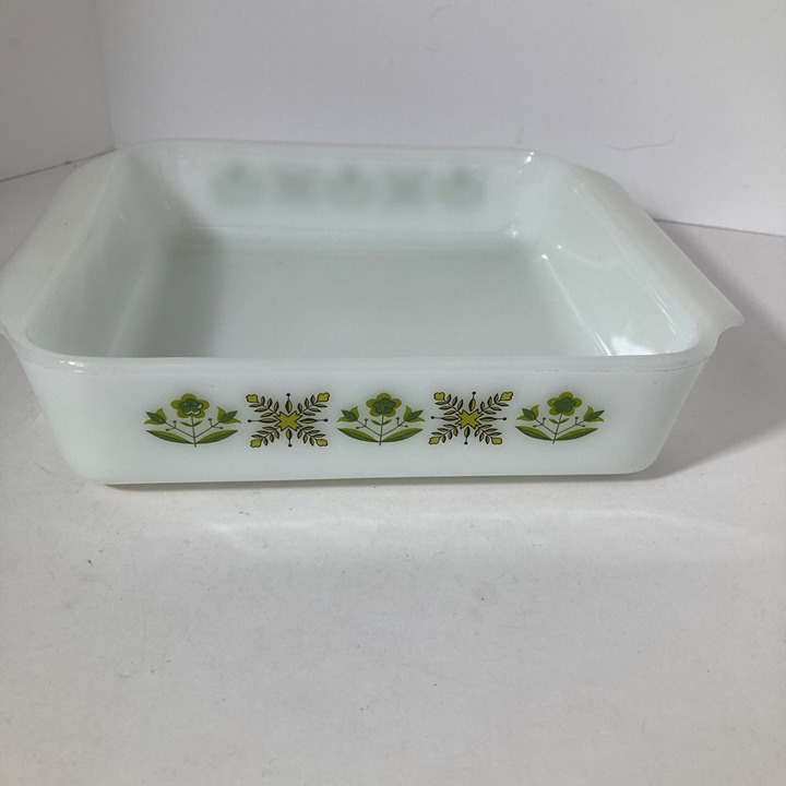 Vintage Anchor Hocking Fire King 8 Baking Dish #435 Meadow Green Milk Glass