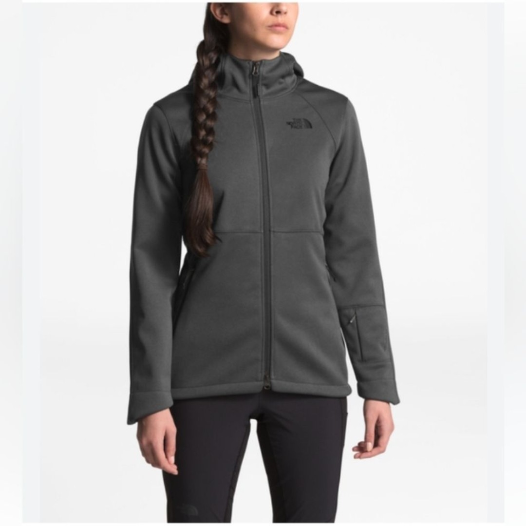 Spring Sale - The North Face Grey Windwall Apex Riser Hoodie Soft Shell Jacket - Extraordinaire:£47