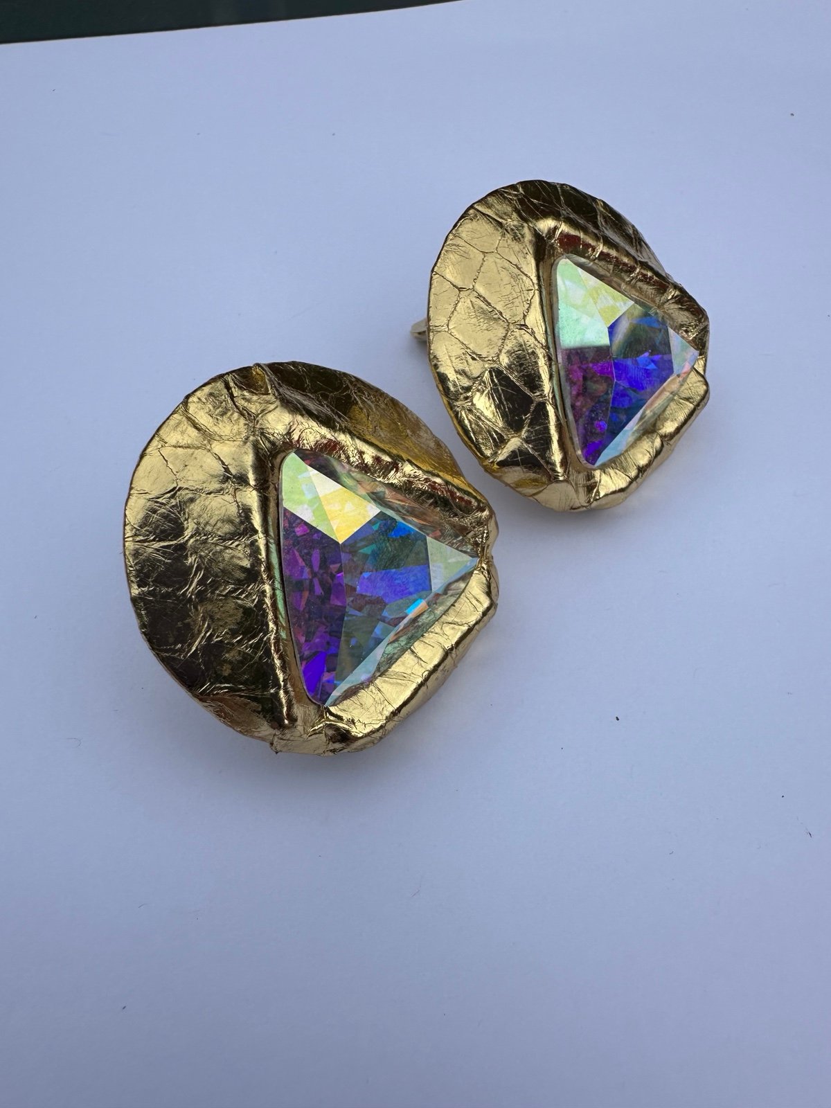 Duane Fitzgerald Aurora Borealis clip on earrings
