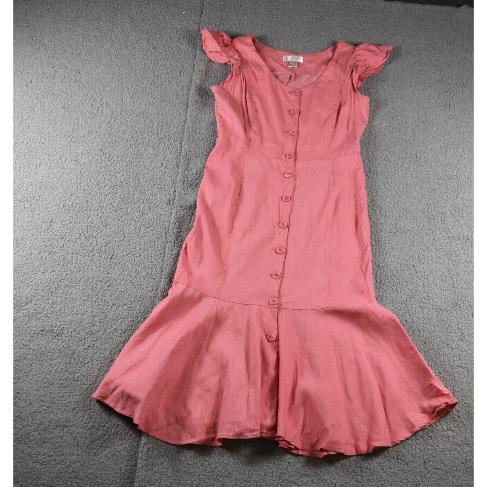 Rachel Parcell Dress Medium Pink Mauve Button Down Linen Blend Midi
