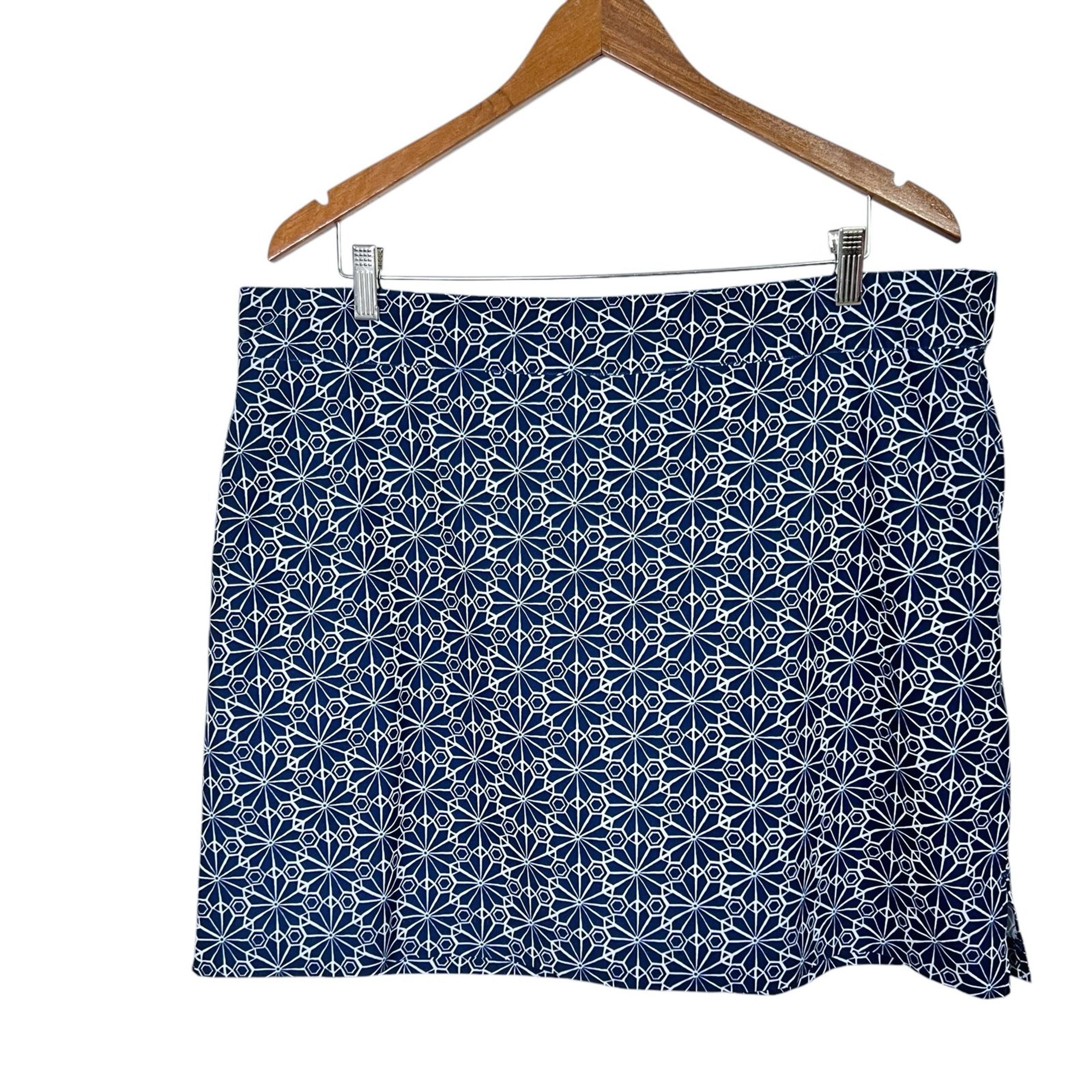 Izod Golf Geometric Floral Print Skort Women 16 Blue White Pickleball Activewear