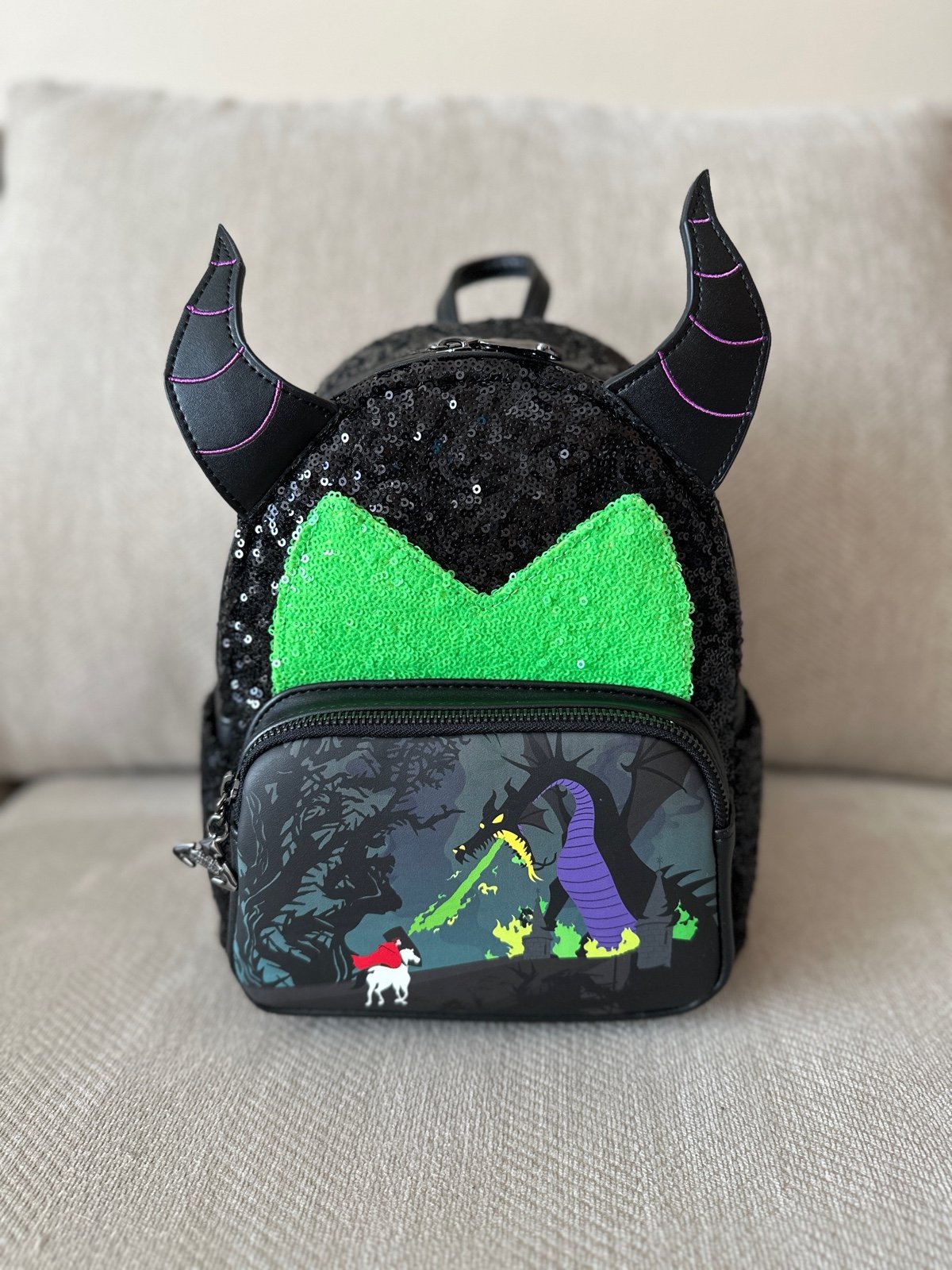 Loungefly Disney Maleficent Sequin Exclusive Mini Backpack NWT Sleeping  Beauty.