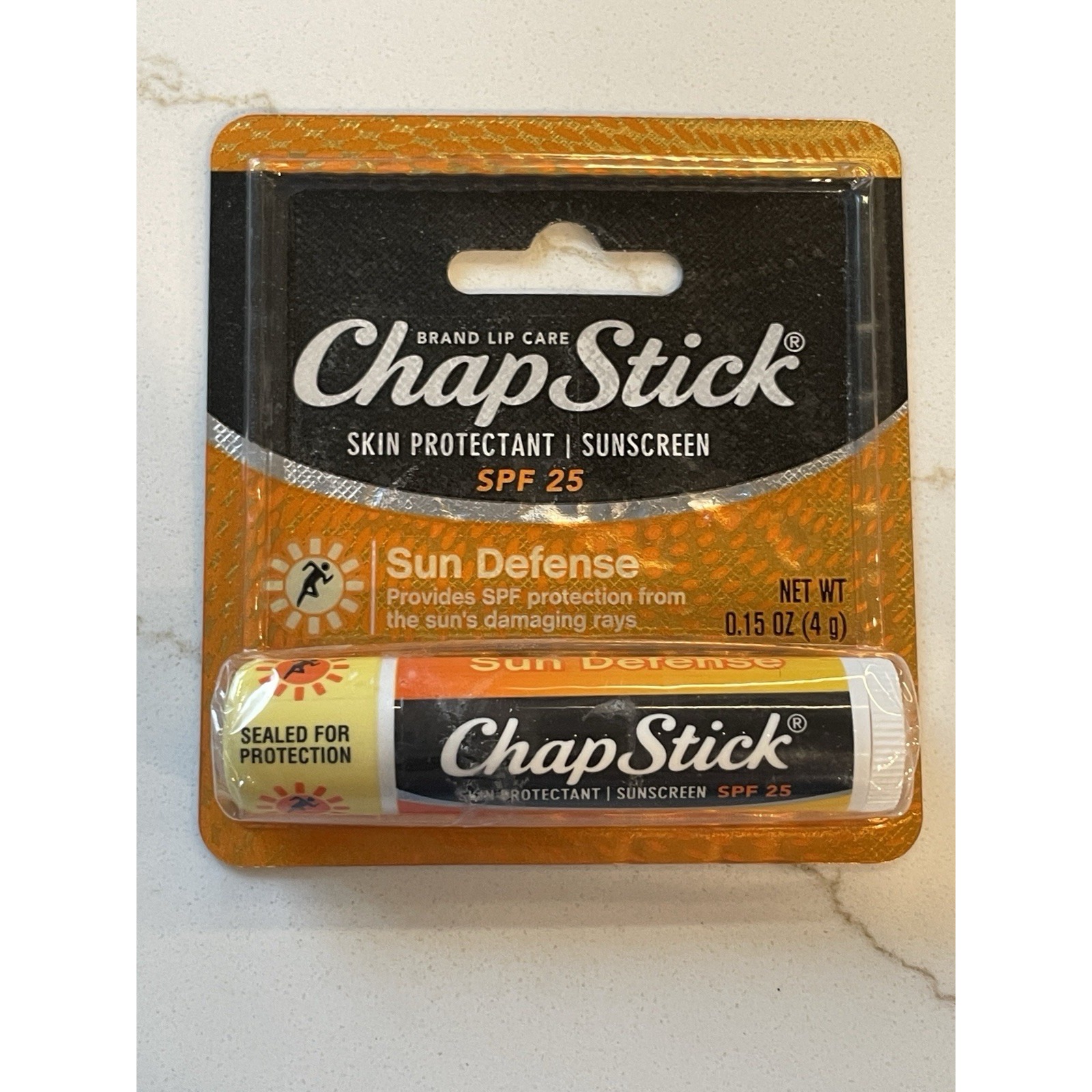 Chapstick Sun Defense Sunscreen SPF 25 Lip Balm 0.15 oz Sealed Carded