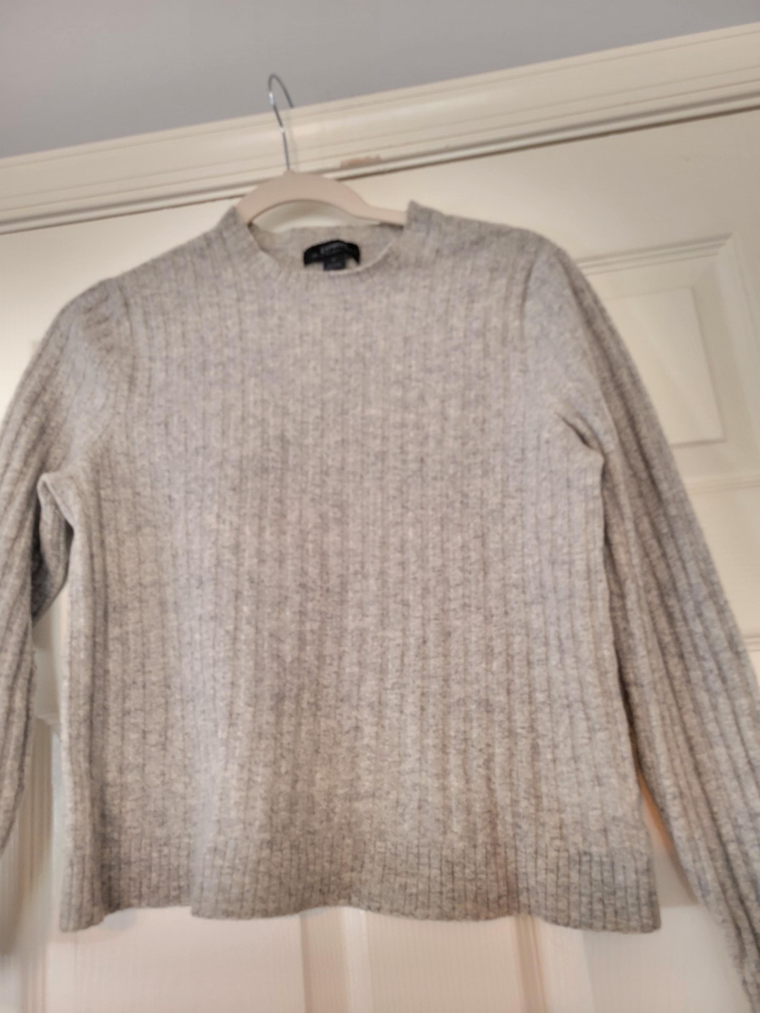 Vintage Express Womens Heather Gray Wool Cashmere Blend Mock Neck Sweater Sz M