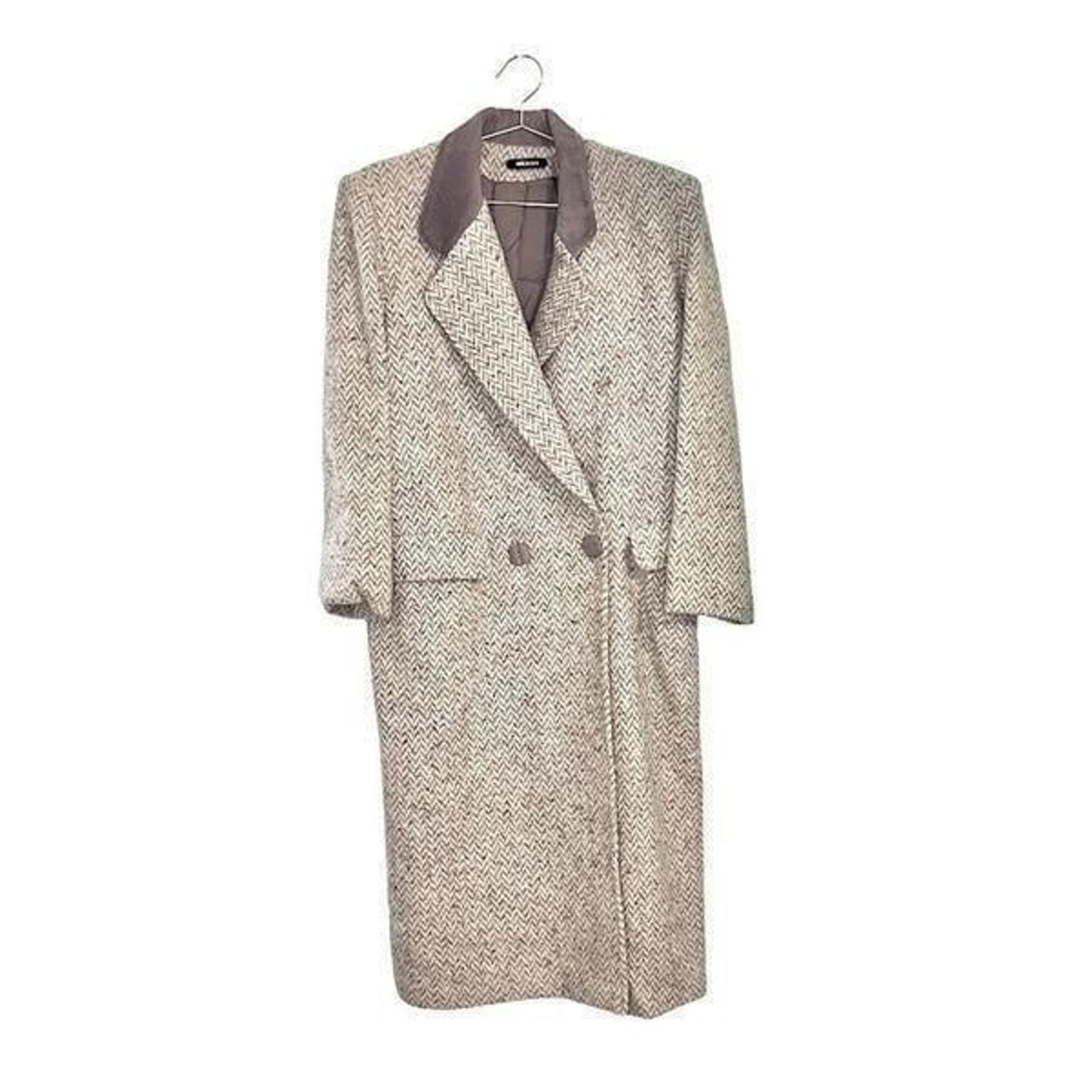 Wool Blend Chevron Long Coat