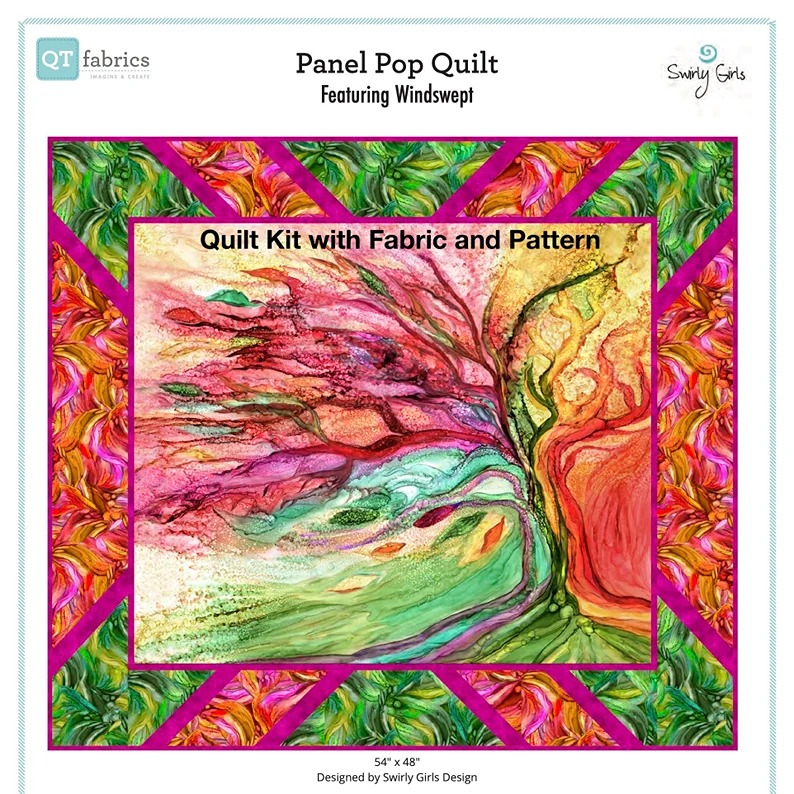 Windswept Quilt Kit with Fabric and Pattern for Quilt Top and Binding w/Panel