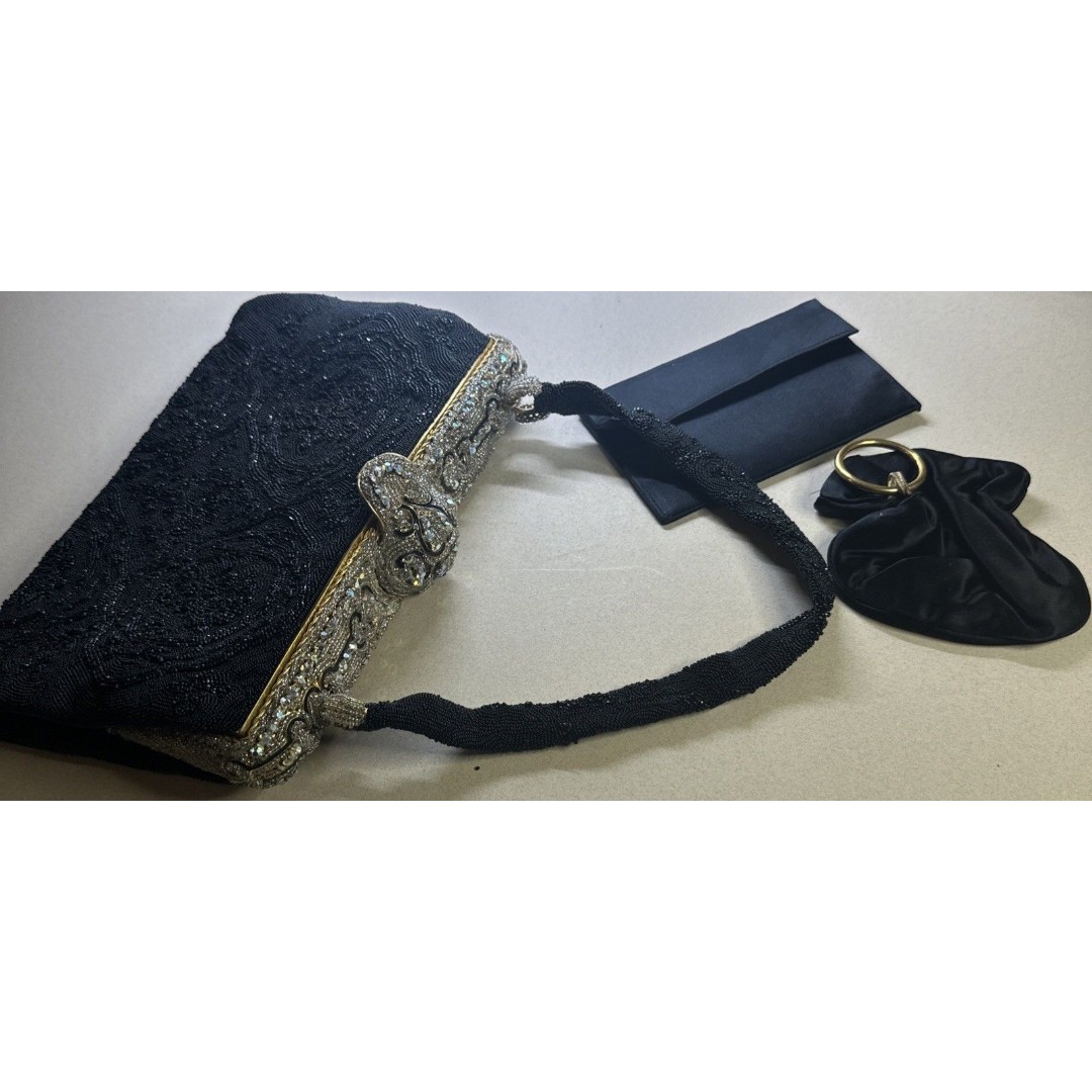 Micro-Beaded Spritzer & Fuhrmann France Handbag Embroidered 1940’s Mirror Clasp