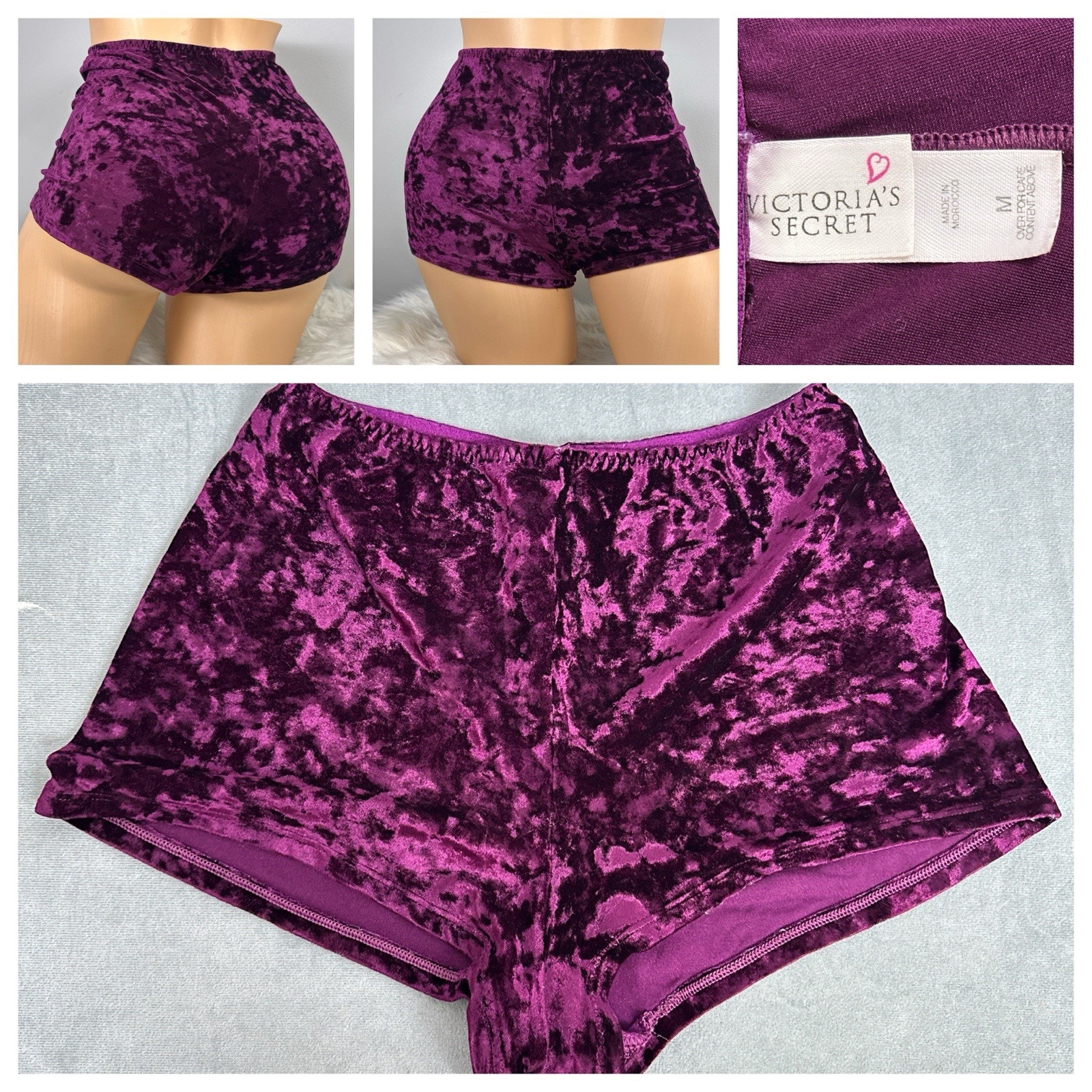 Vintage Victoria’s Secret Crushed Velvet Hot Pants Tap Panties Purple Medium '97
