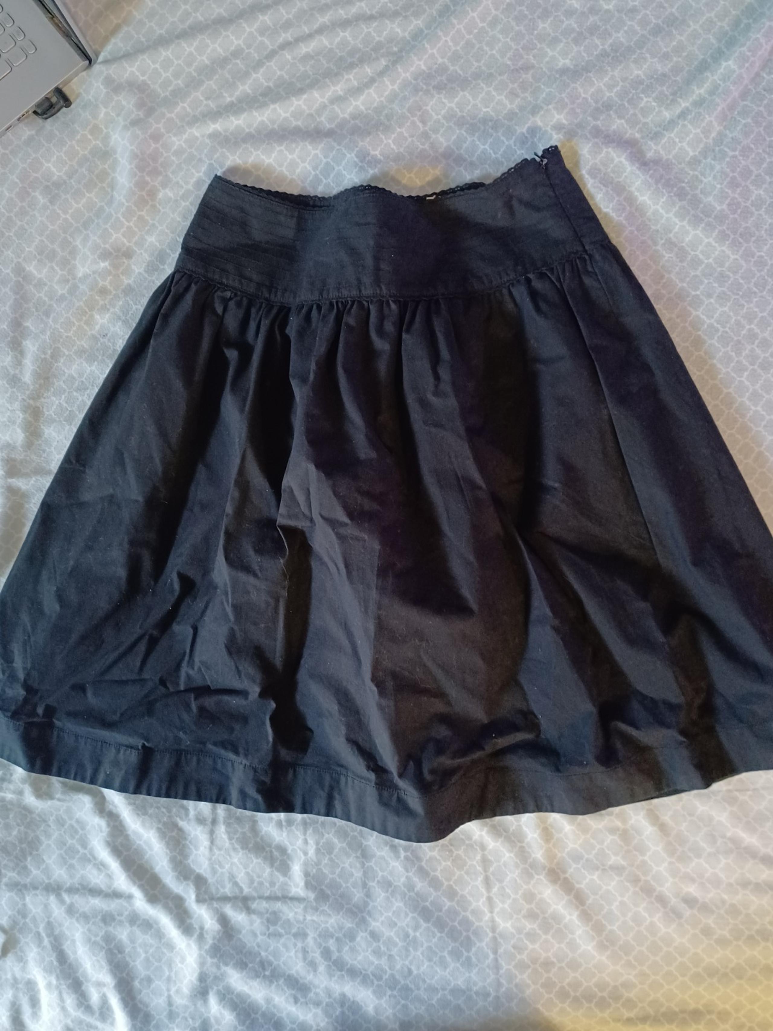 Maeve Anthropologie Womens Side Zip Embroidered Trim A Line Skirt Black Size 12