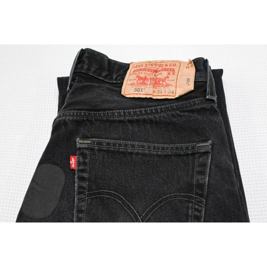 VTG Levis 501 Jeans Black 1990s Patched 31W 34L Made in Mexico