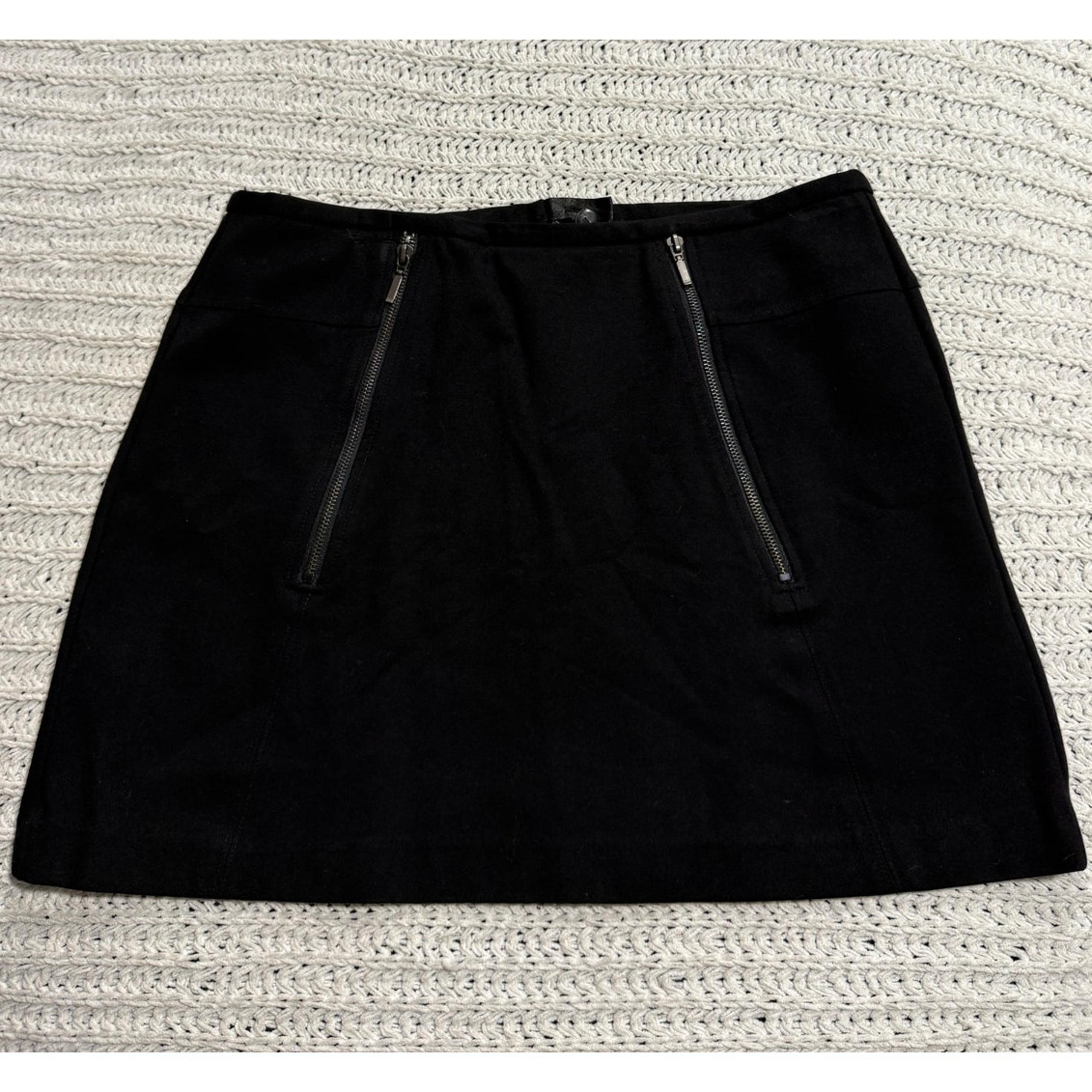 Kenar Mini Skirt Dual Zipper Accents Women's Size 10 Stretch Black