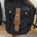 Kattee Black Leather Canvas Backpack Travel Bag