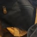 Kattee Black Leather Canvas Backpack Travel Bag