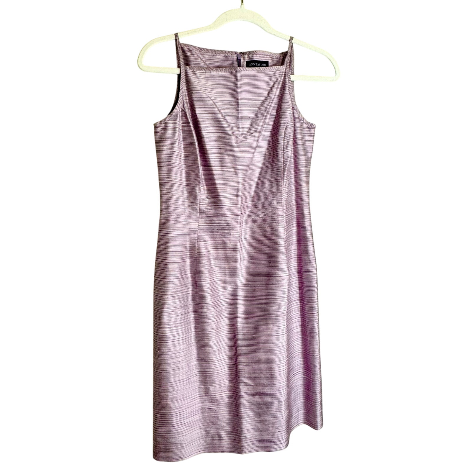 Ann Taylor 90s Vintage Purple 100% Silk Short Dress High Neck Camisole Sheath