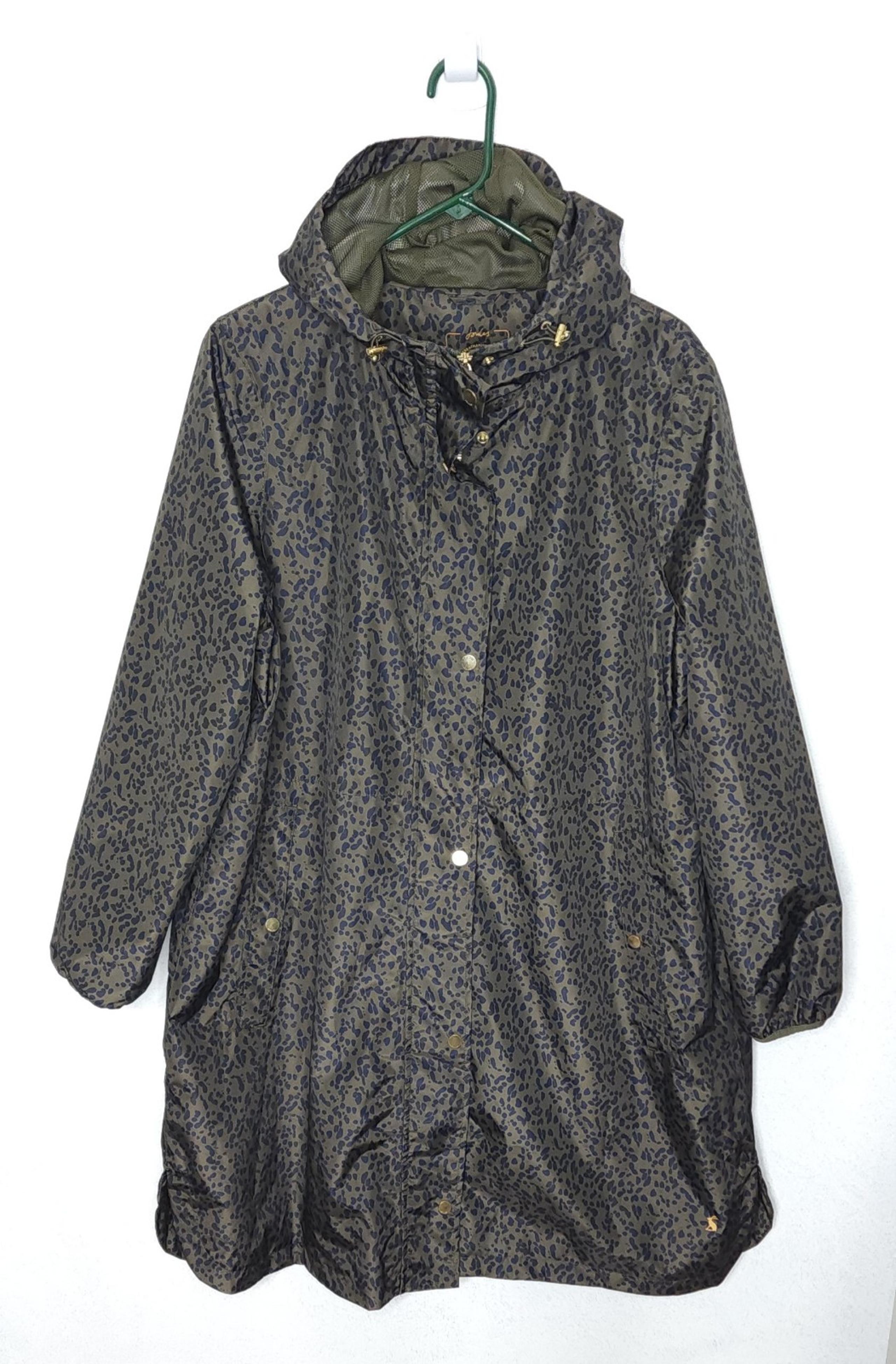Joules Right As Rain Leopard Print Packable Raincoat Women's Size 14