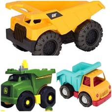 Lot of toy dump trucks 3 play trucks