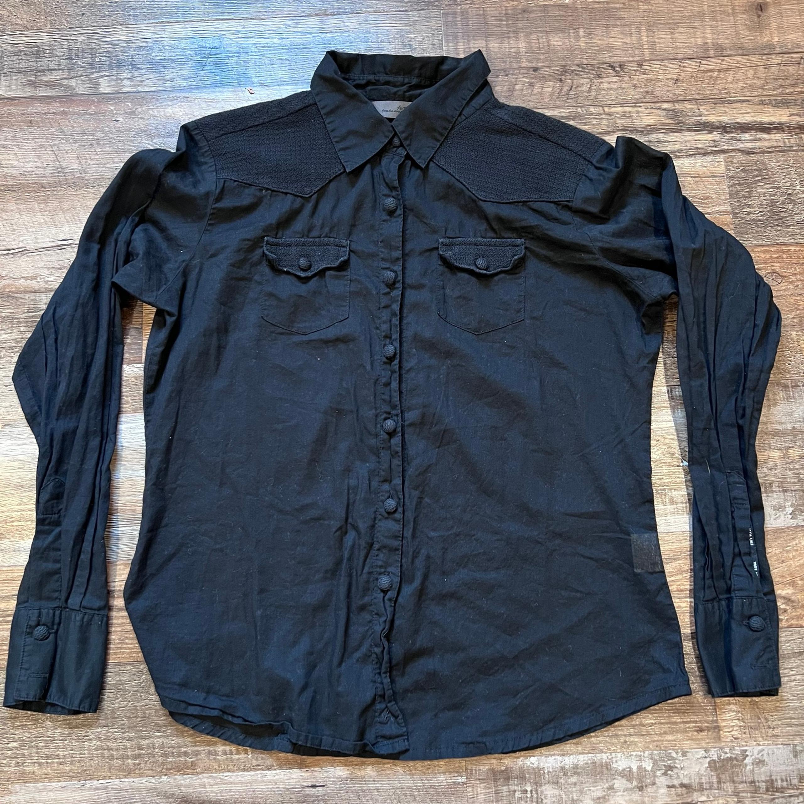 Aura From The Women Wrangler Western Black Textured Sheer Long Sleeve Shirt Med