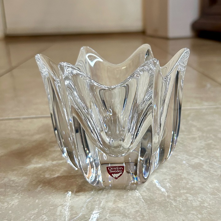 Orrefors Sweden Crystal Tulip Candle Holder