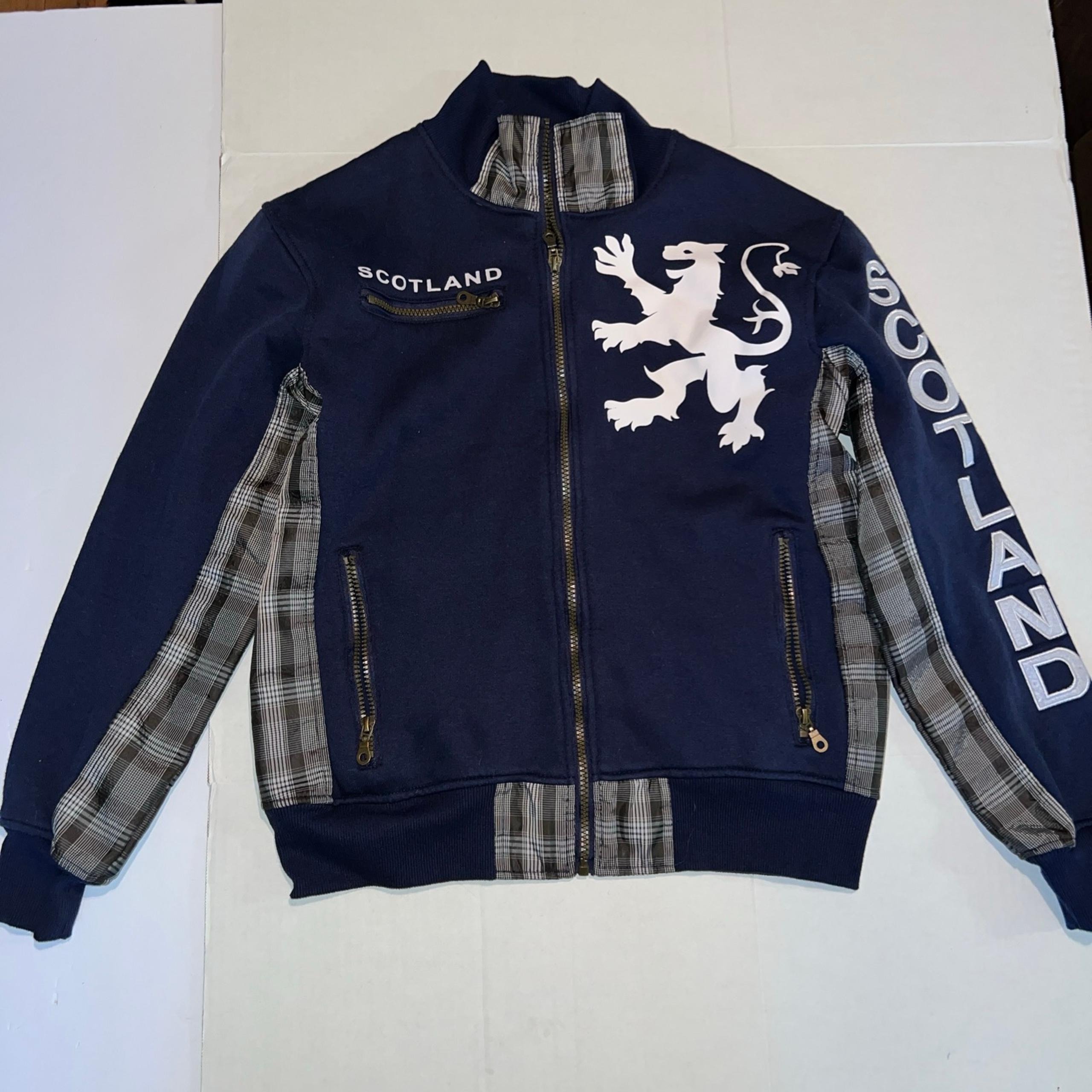 MEN's Scotland Lion Tartan Jacket XS Flannel Inside Arm Graphic Heritage