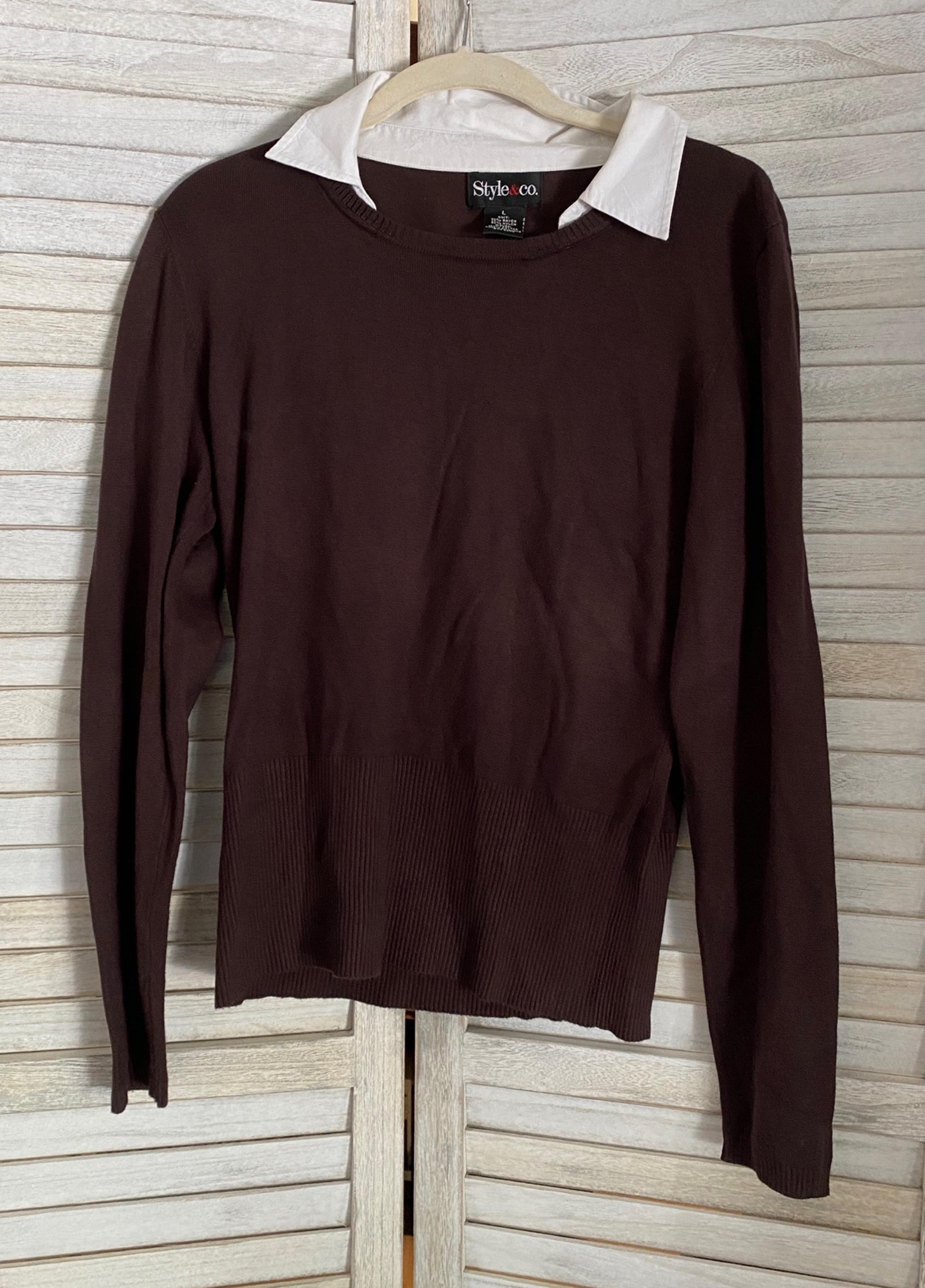 Women’s Style & Co brown sweater with white color *see all pics*