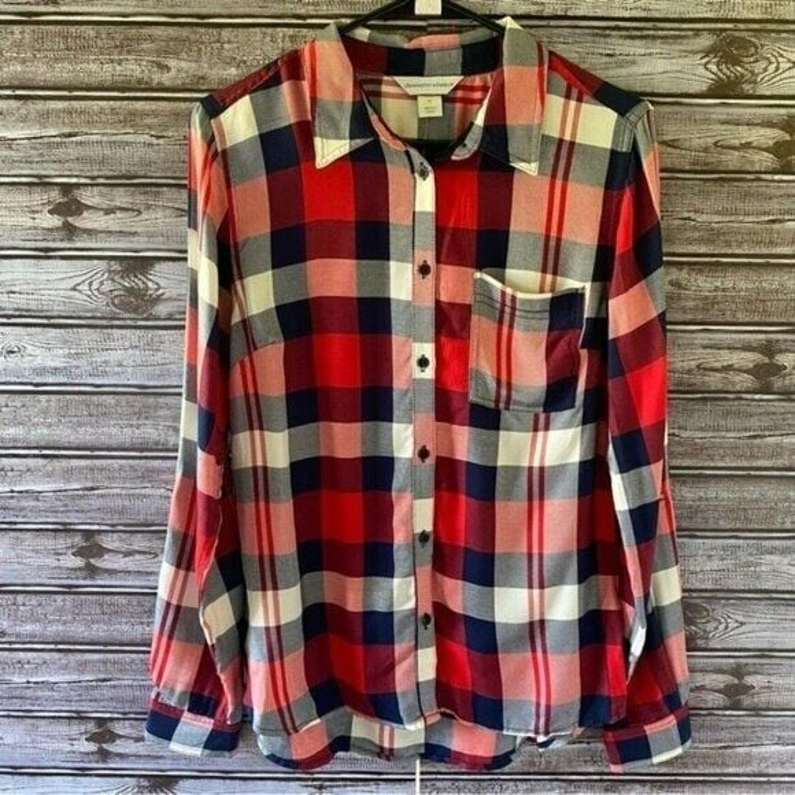 Christopher & Banks Women's Long-Sleeved Button-Down Shirt Size M Plaid NWT
