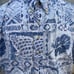 PreOwned Reyn Spooner Blue/White Hawaiian Print 3/4 Button Men's XXL