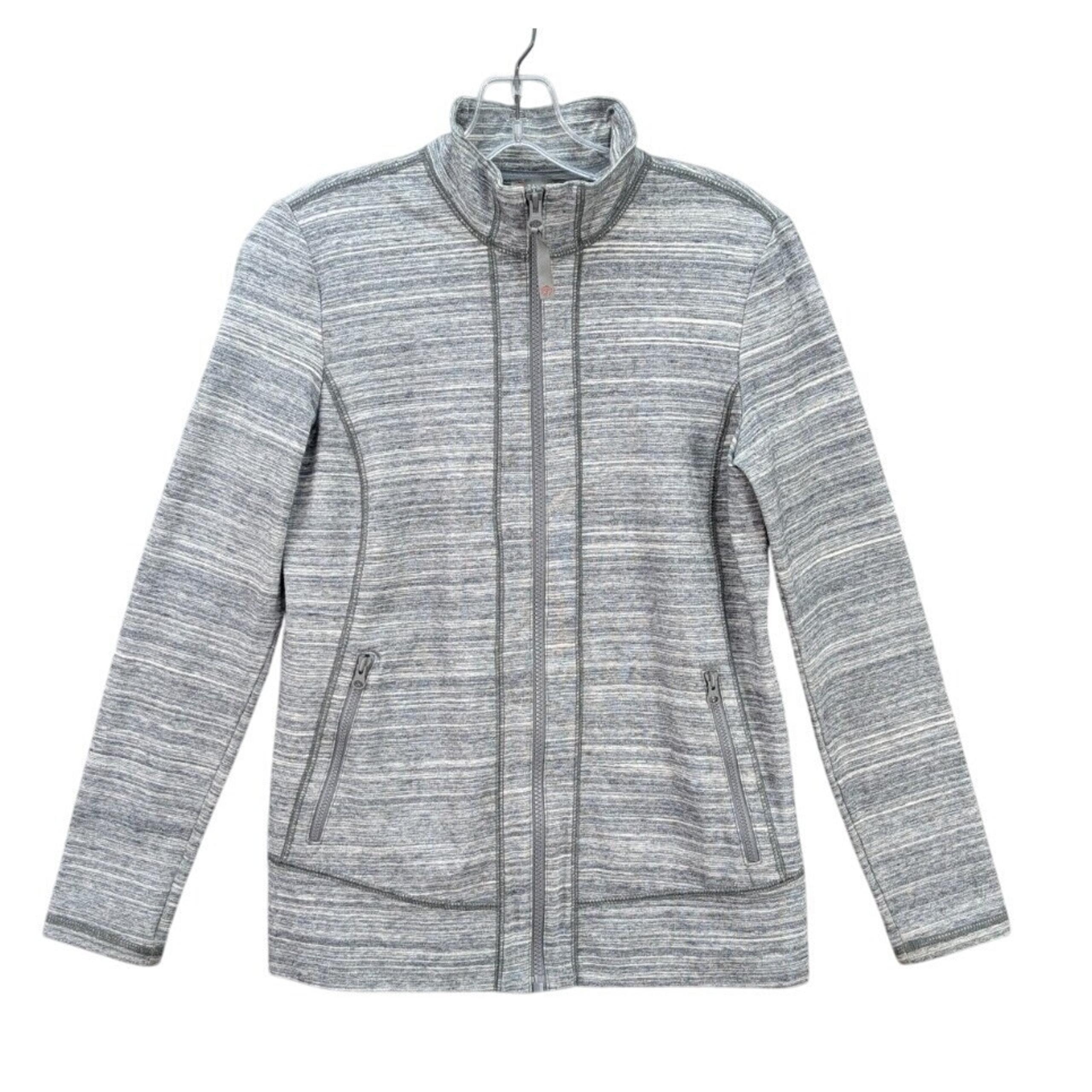T by Talbots Women's Activewear Jacket Size P Gray Full Zip Athleisure Stretch