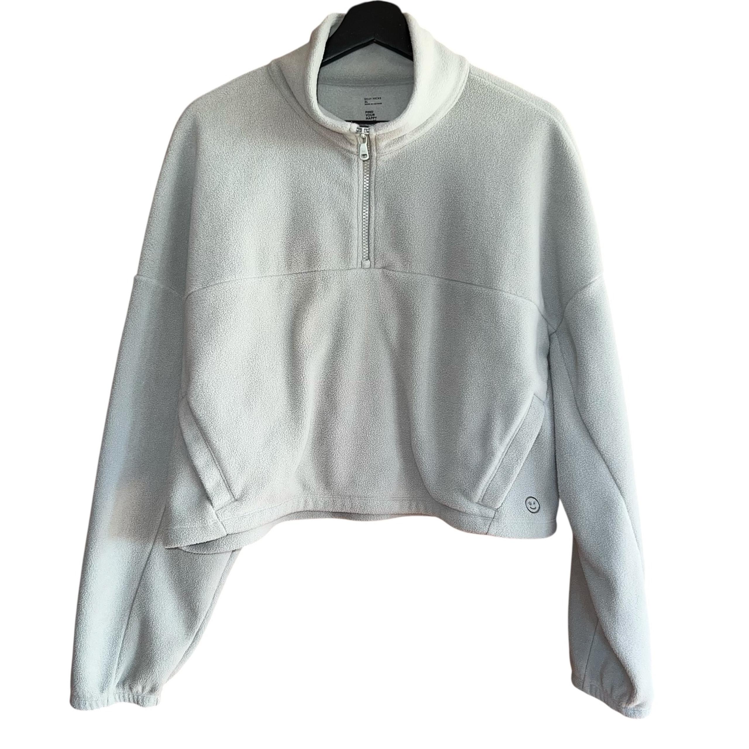 Gilly Hicks Fleece Pullover Quarter Zip Cozy Cropped Sweatshirt Mint Green XL