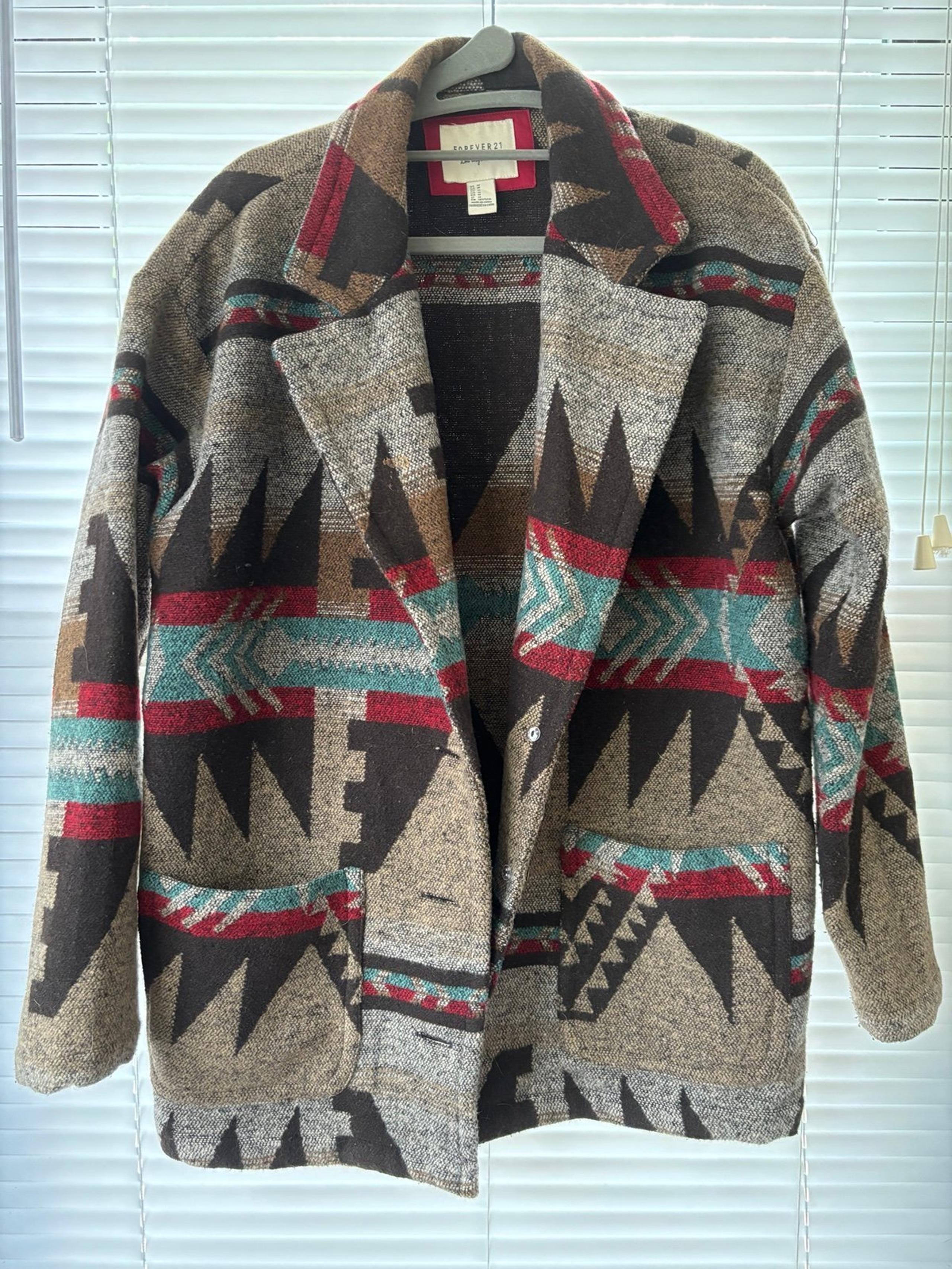 Forever 21 Womens Medium Jacket Tribal Southwestern Pattern Jacket Button Up