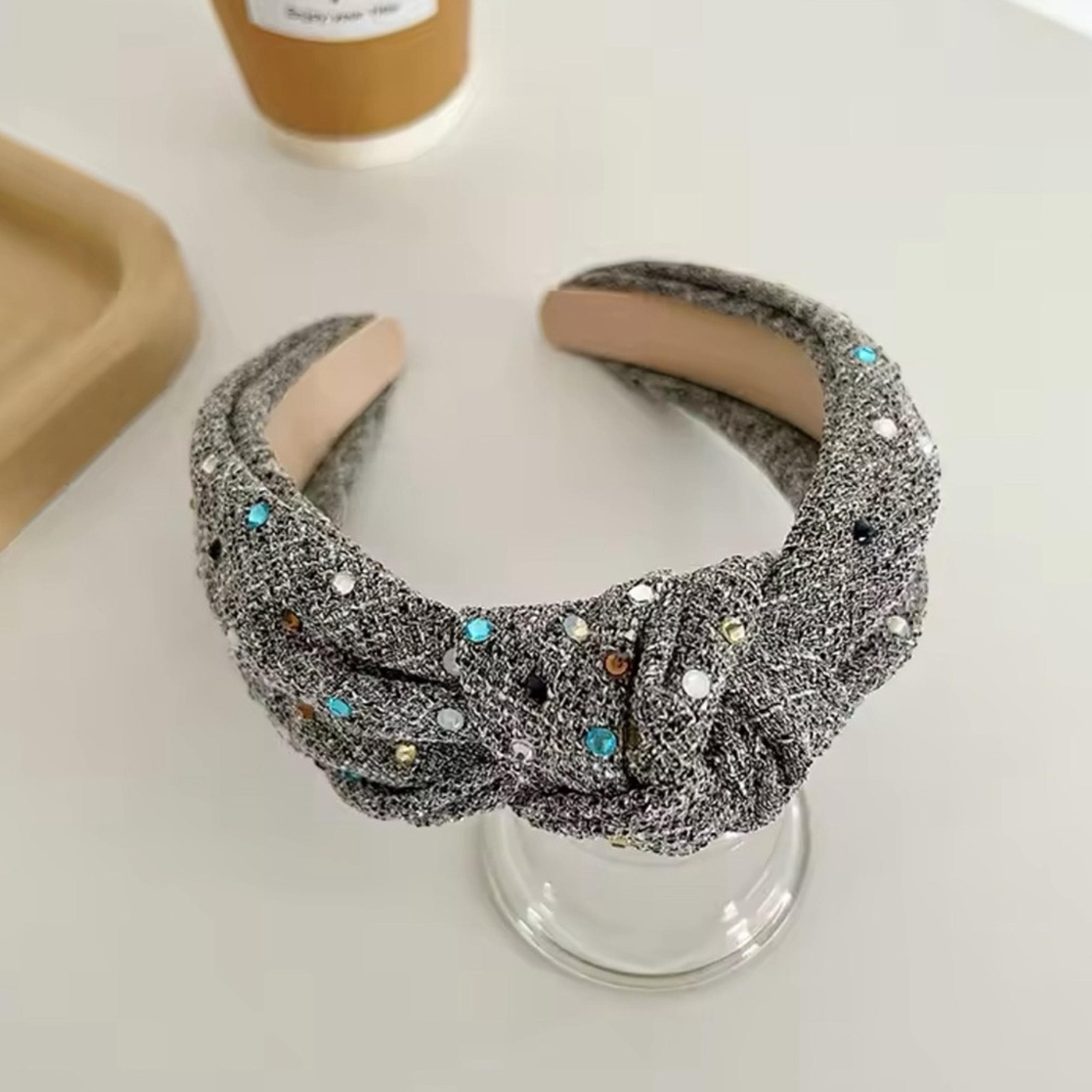 Black White Fashion Headband with gems rhinestones for women headband