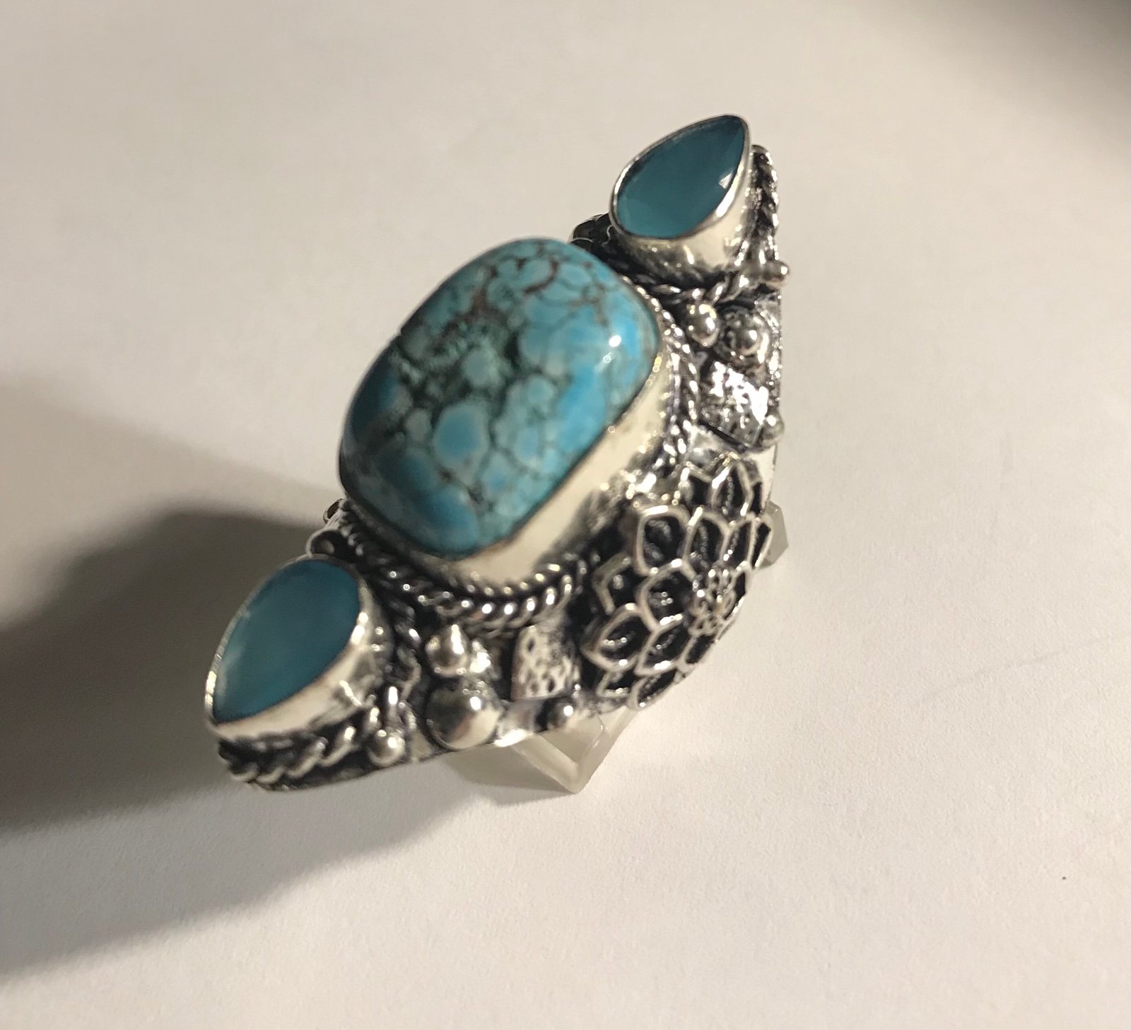 Turquoise Chalcedony 925 Sterling Silver Ring