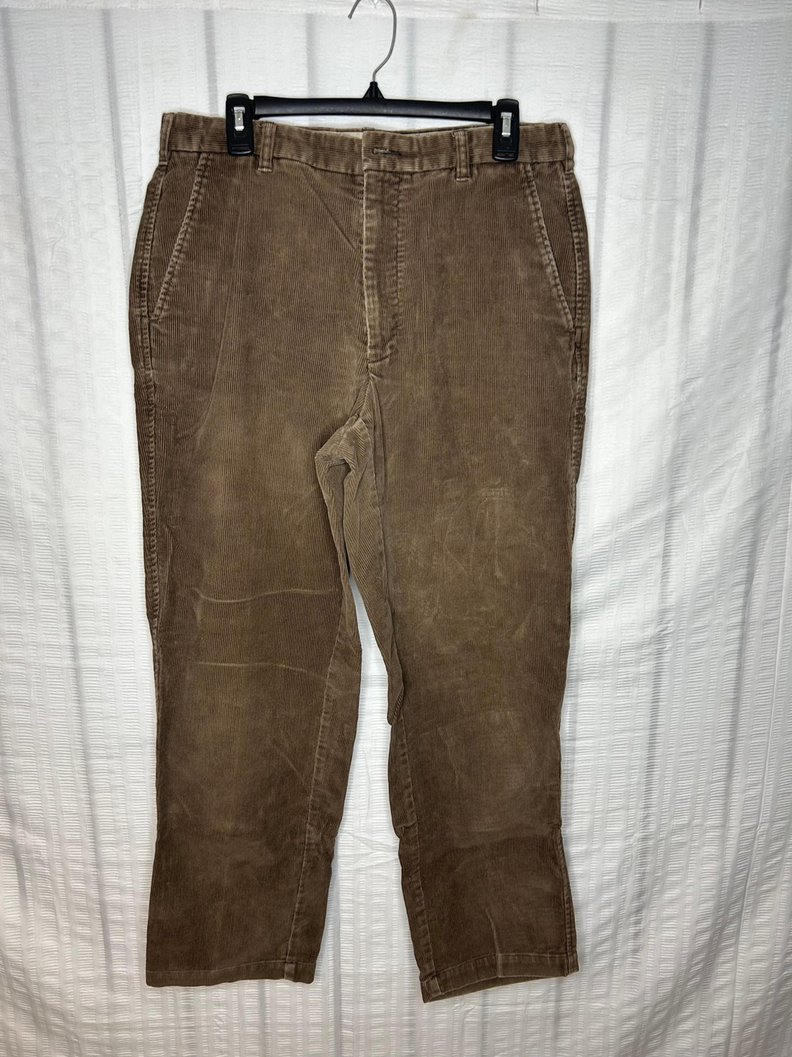 Brooks Brothers Men's Corduroy Brown Pants Size 34x30 Flat Front Missing But 652