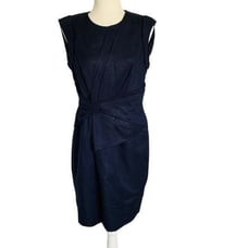 Karen Millen Shimmery Navy Draped Sheath Dress| Size 8
