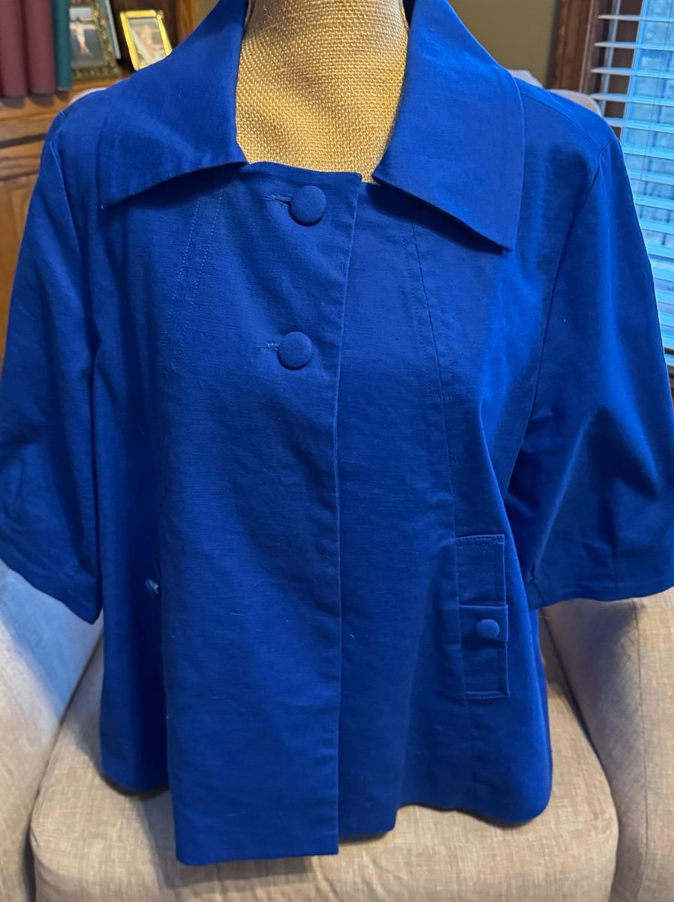 Vintage 90s Luü Short Sleeved Cropped Swing Blazer with Pleated Back - L