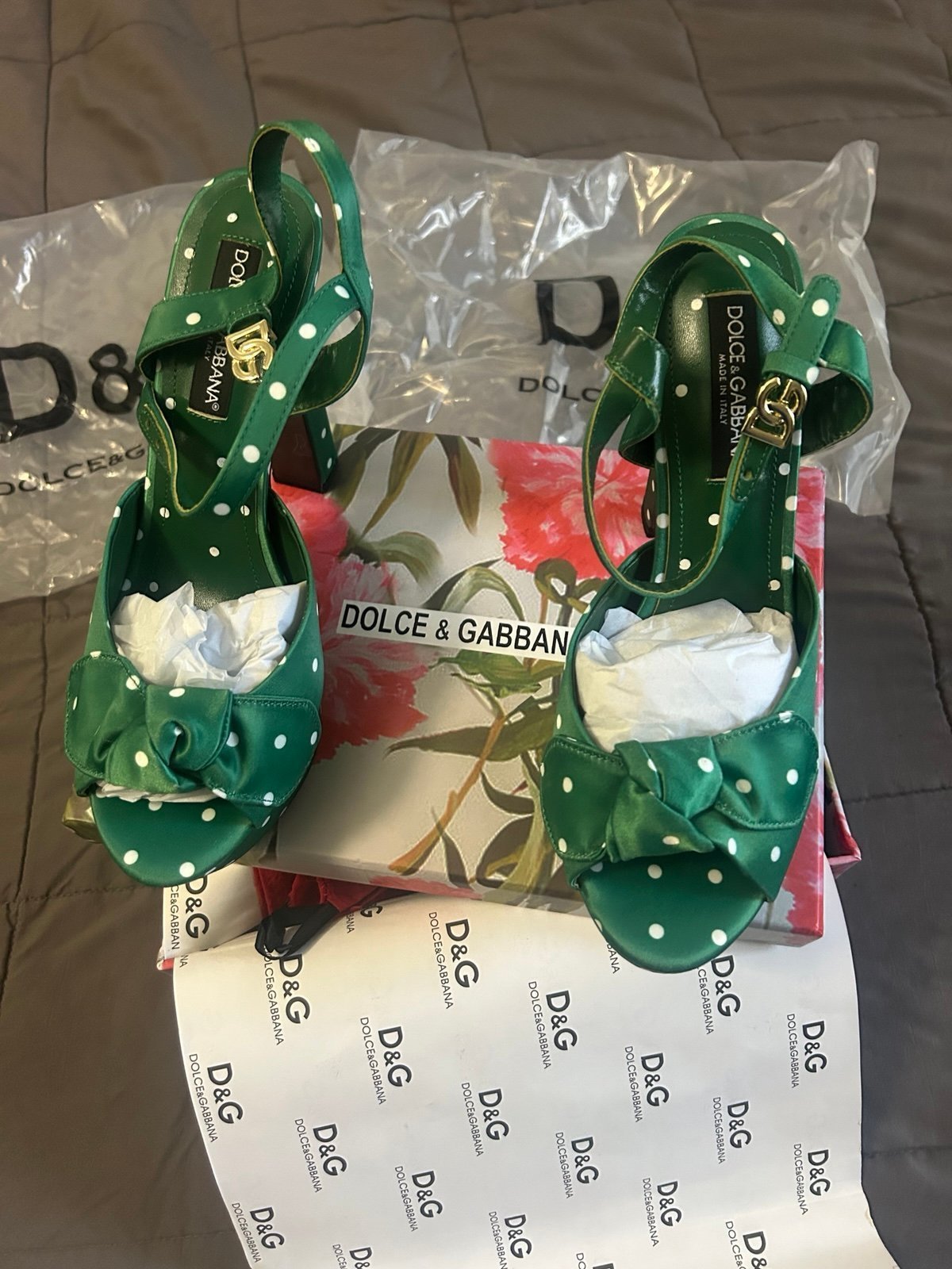Dolce & Gabbana pokadot green heels
