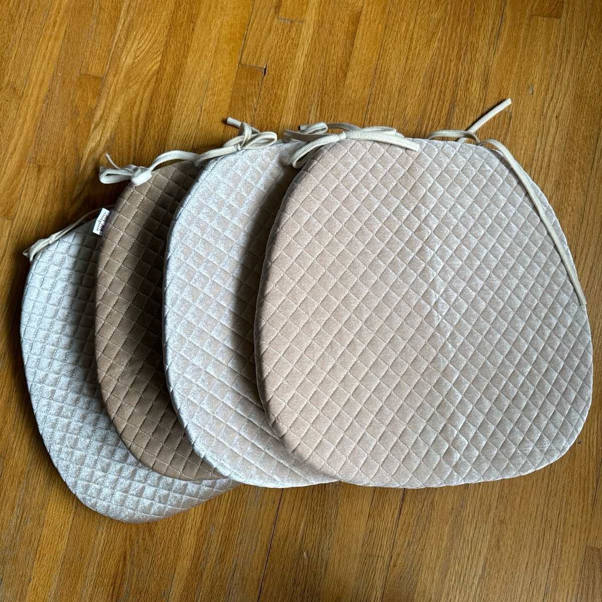 4 Velvet Chair Cushions with Washable Zippered Covers