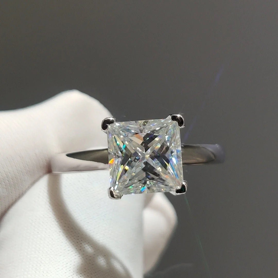2CT Brilliant Cut Square Diamond Wedding Women Ring Size 6