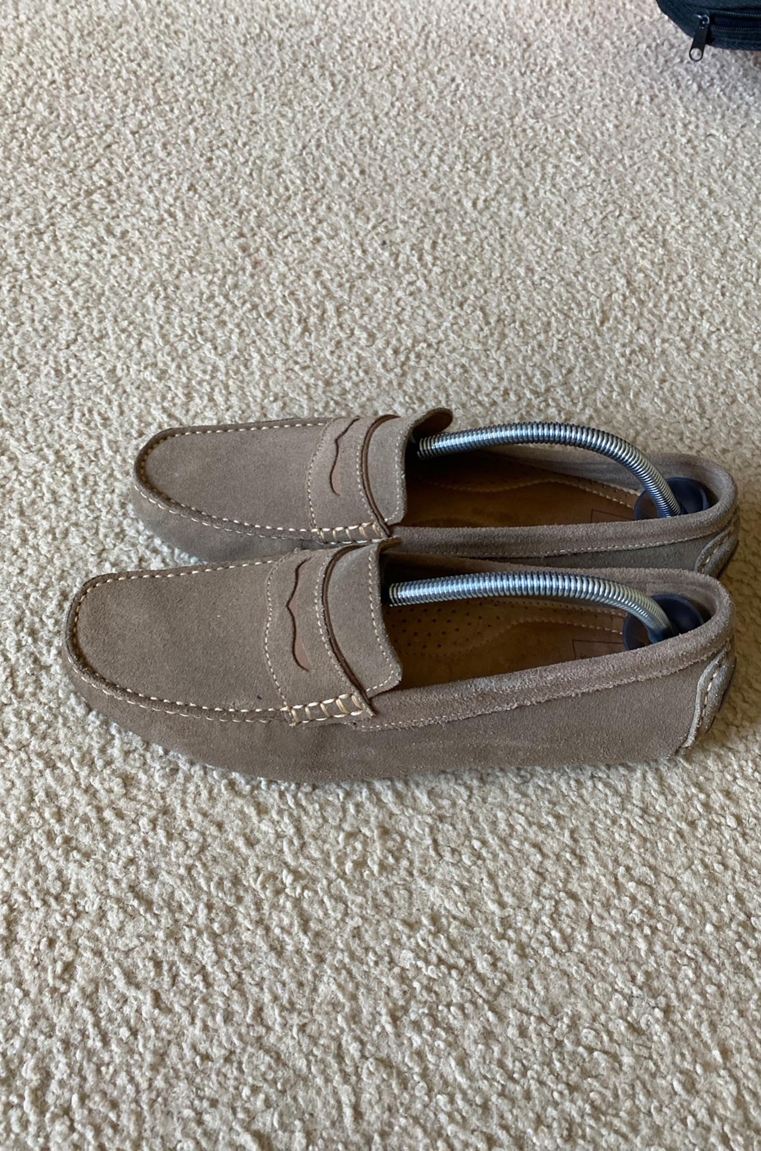 Mens leather suede loafers