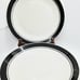 Gibson White with Black Rim, Set of 4 Dinner Plates, 10 Inches in Diameter